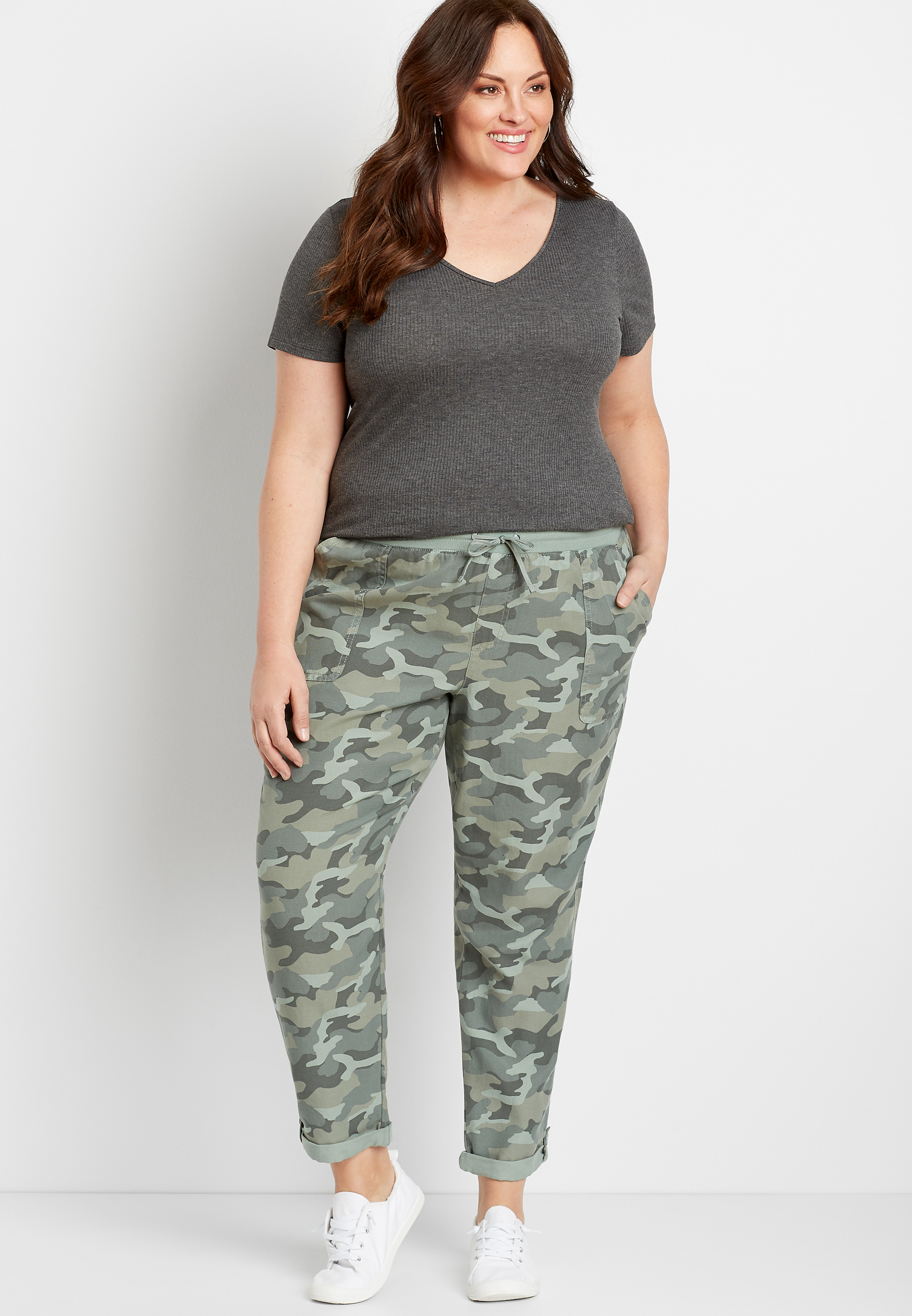 Plus size shop camouflage pants