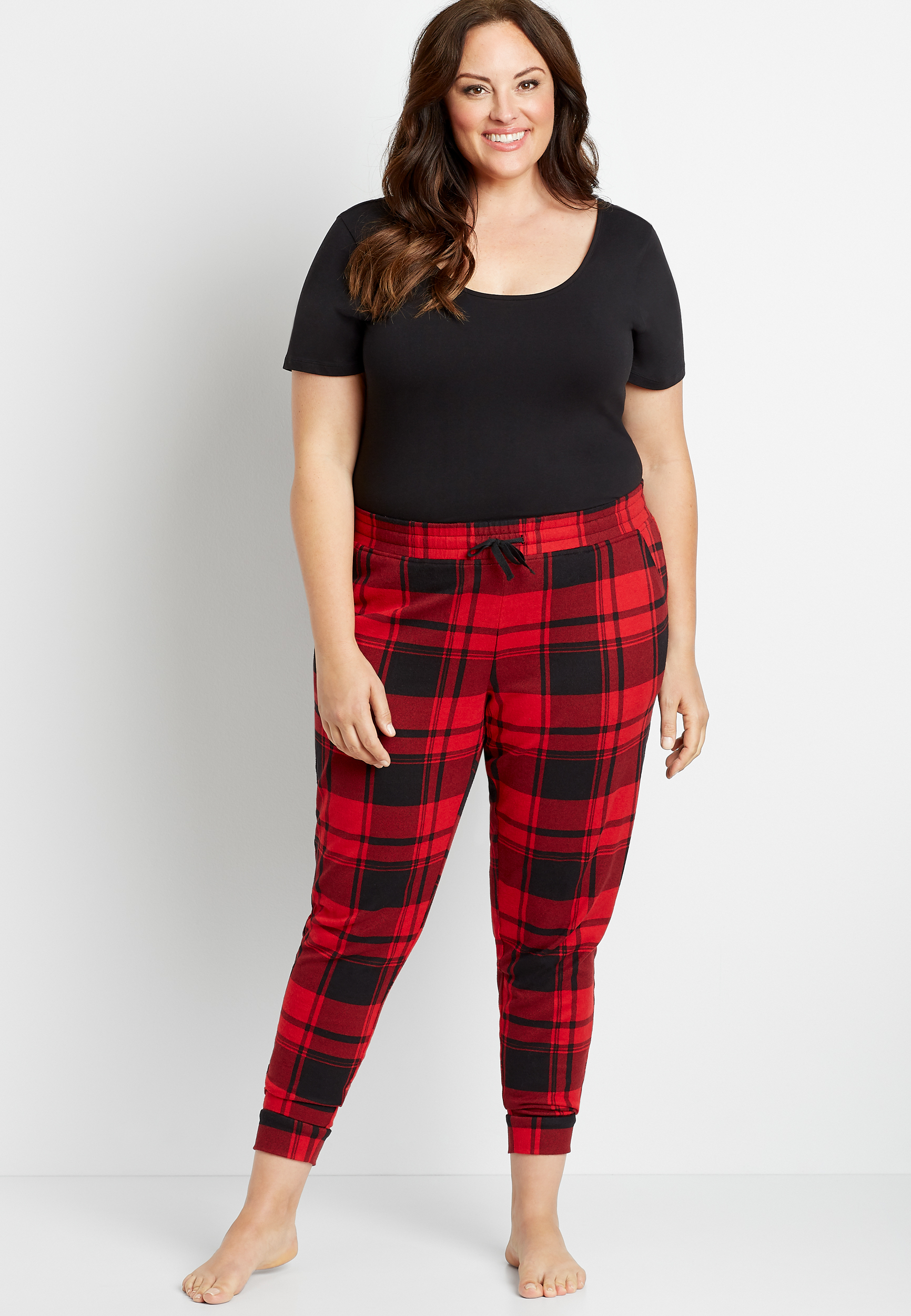 Plus size deals plaid joggers