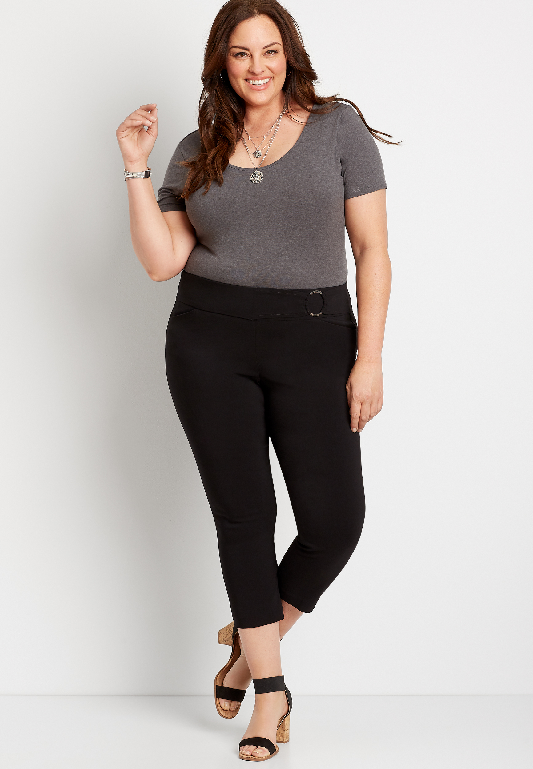 Plus Size Black Cropped Pant | maurices