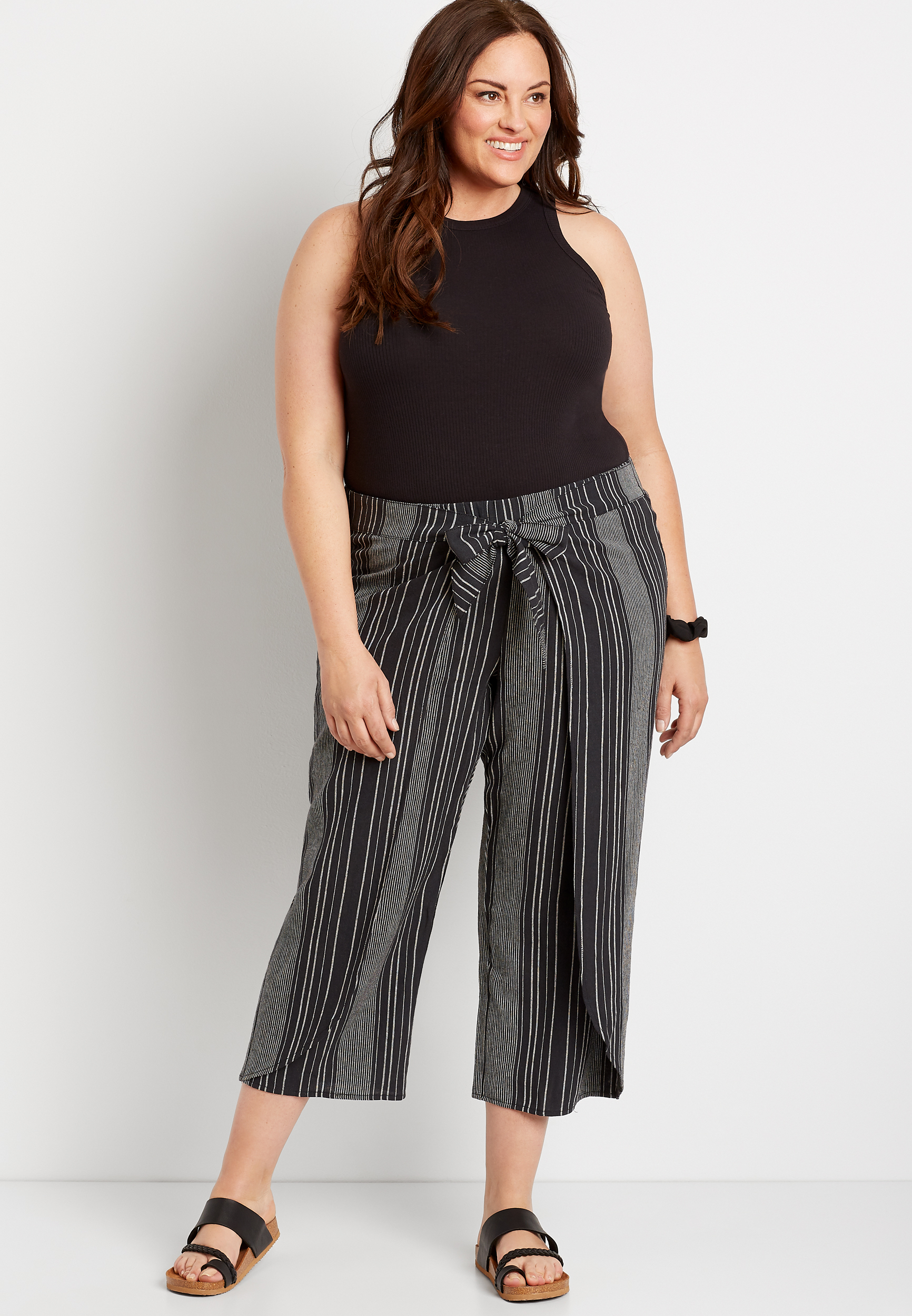 Plus size striped pants sale