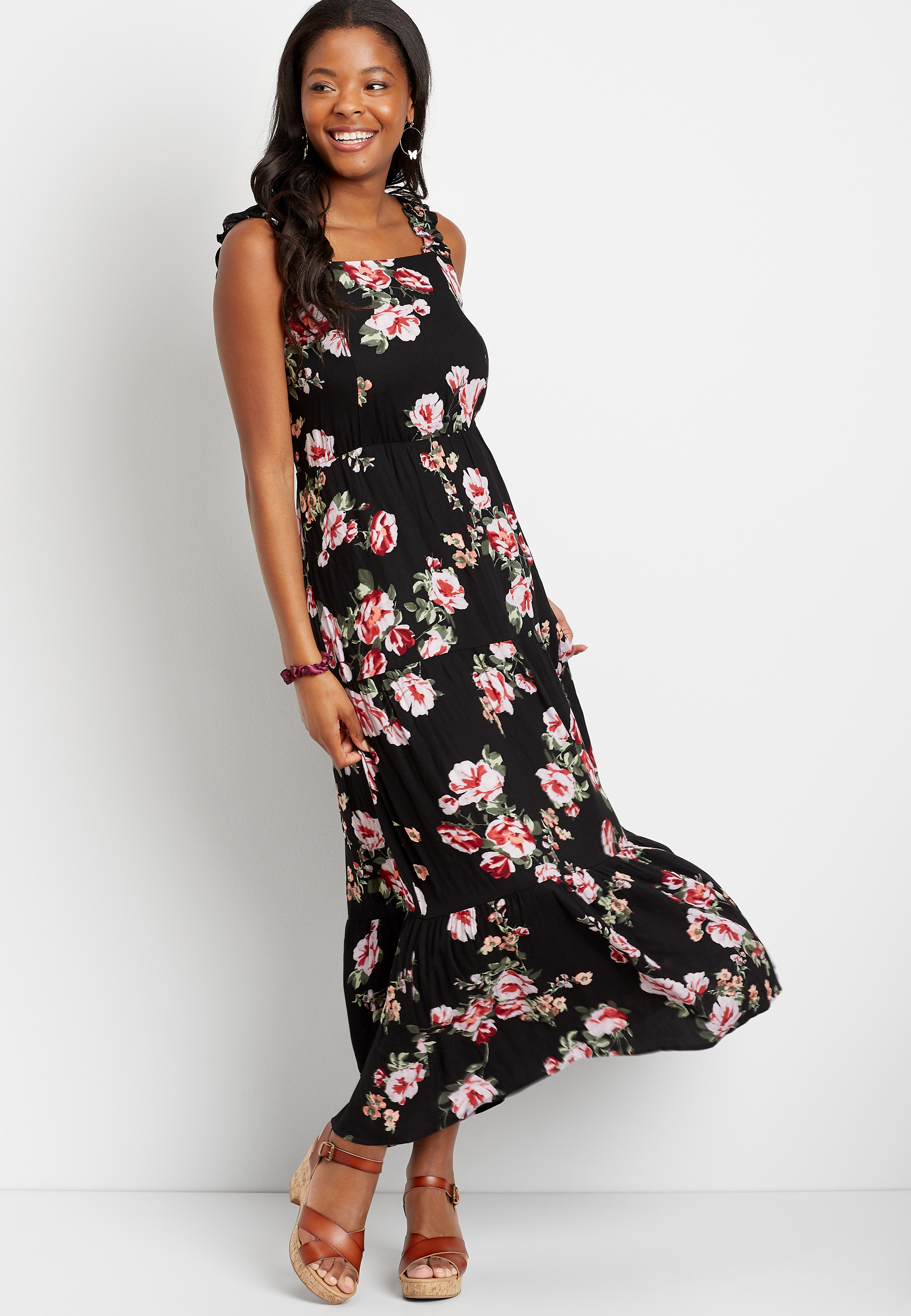 Black Floral Maxi Dress | maurices