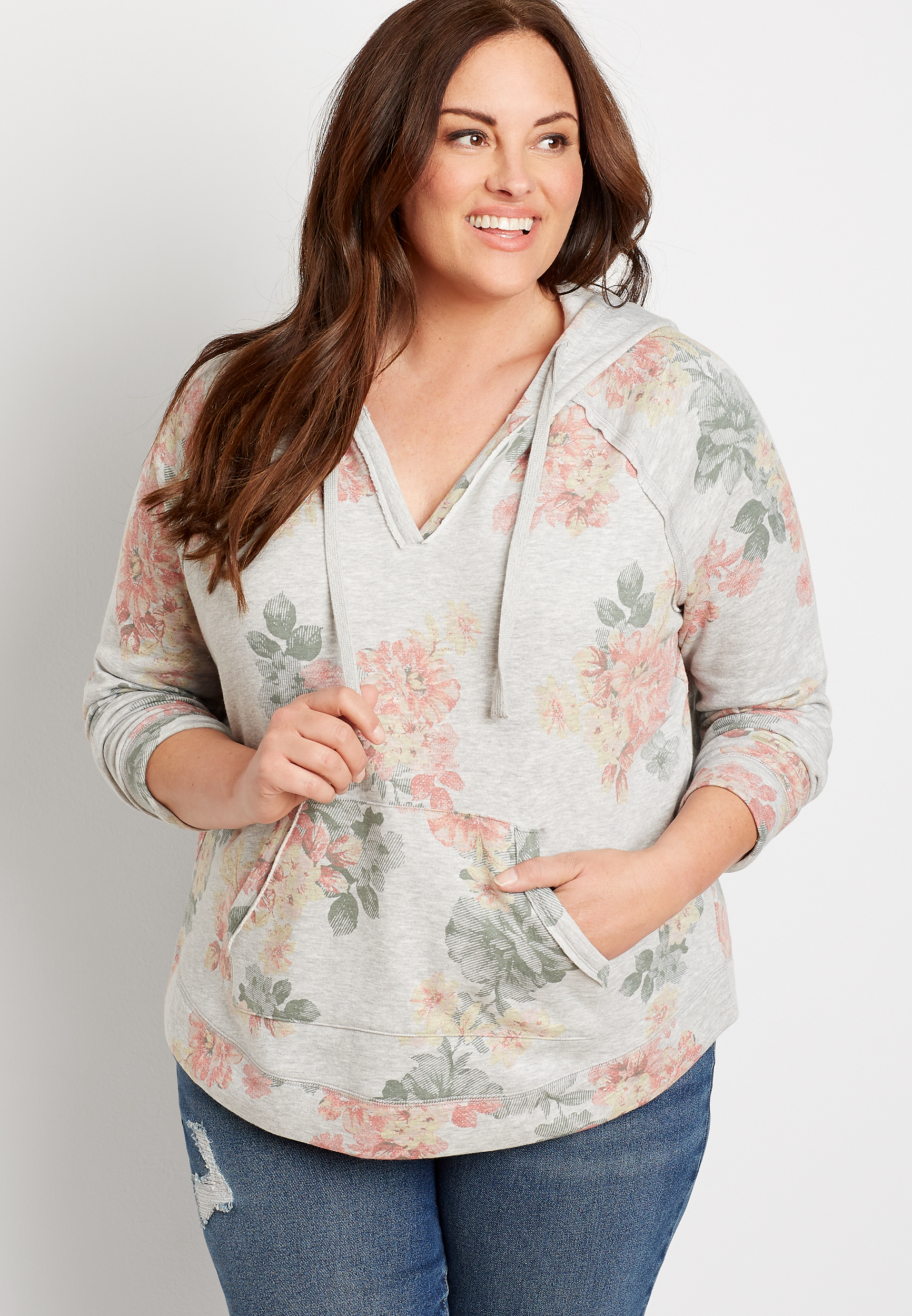 Plus size 2025 floral hoodie