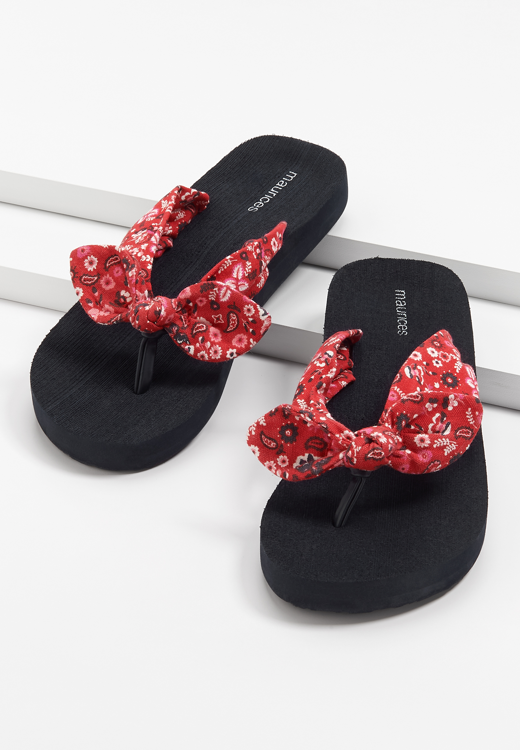 Leah Red Bandana Print Flip Flop maurices