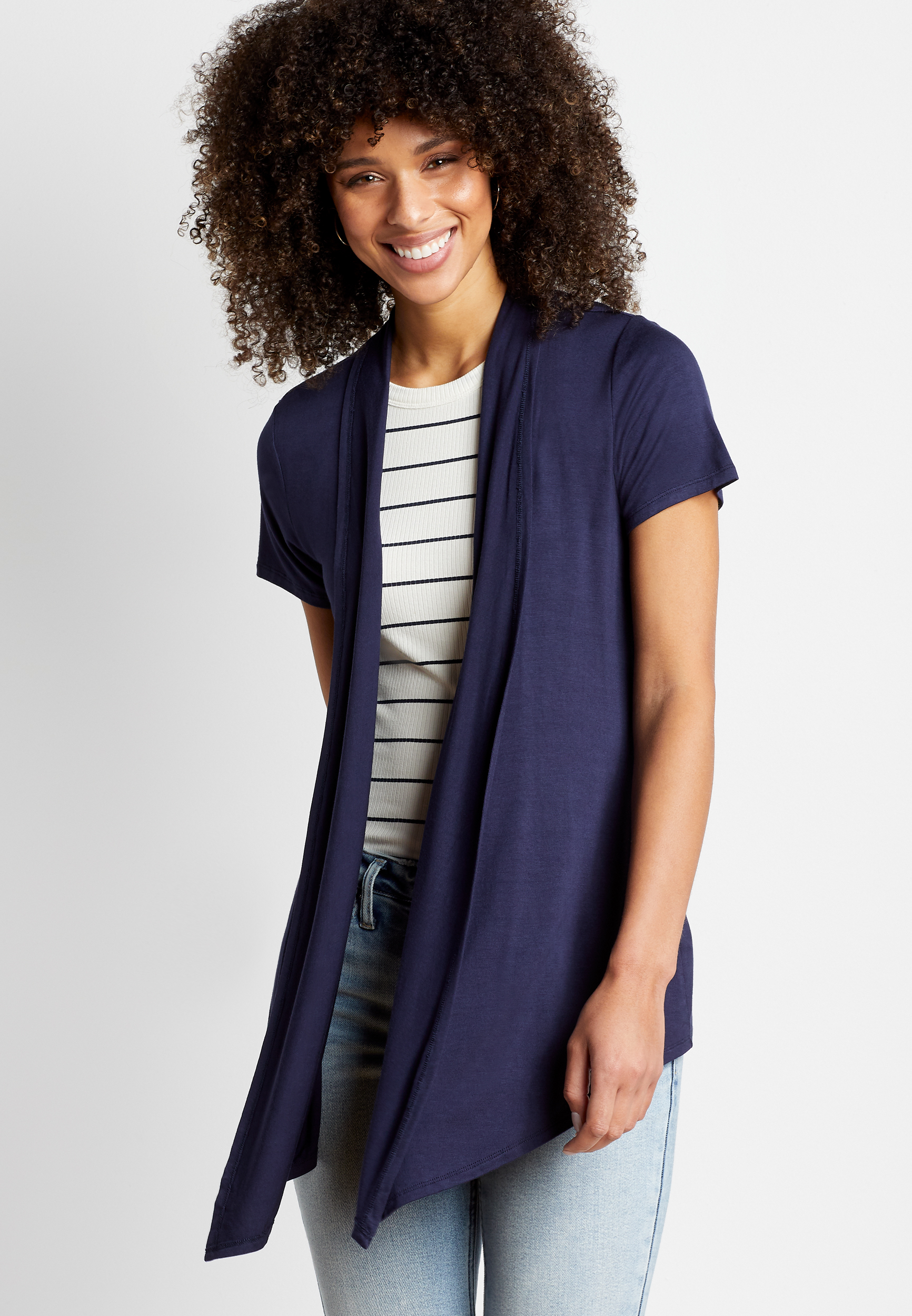 Navy blue shop short sleeve cardigan