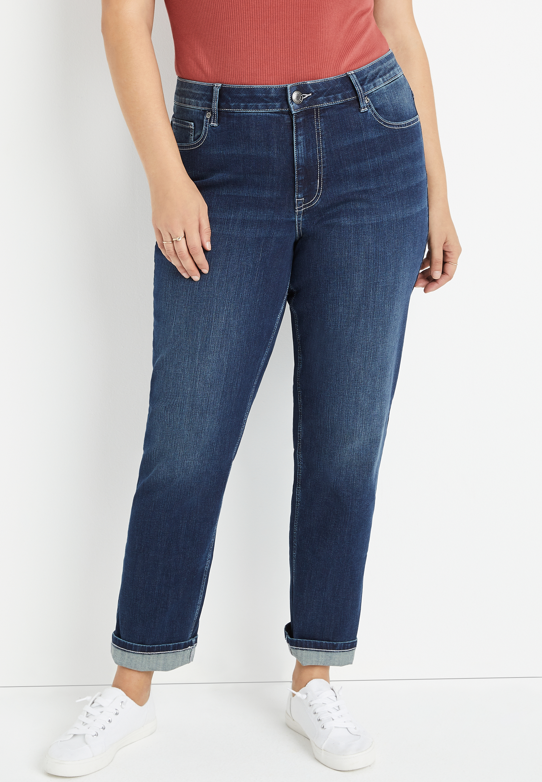 Plus Size m jeans by maurices™ Mid Rise Slim Straight Ankle Jean Made With  REPREVE™