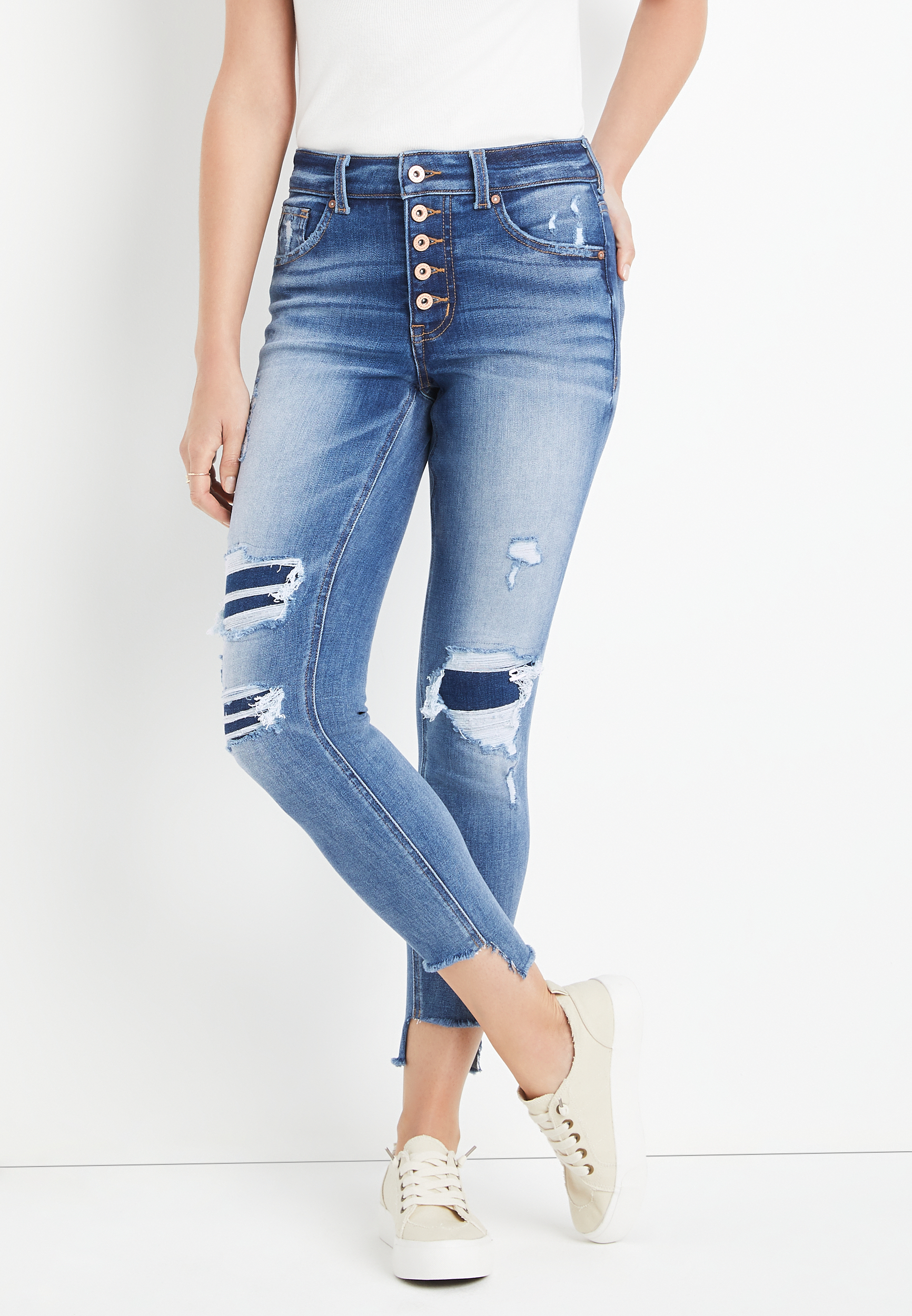 edgely™ Super Skinny High Rise Frayed Jean maurices