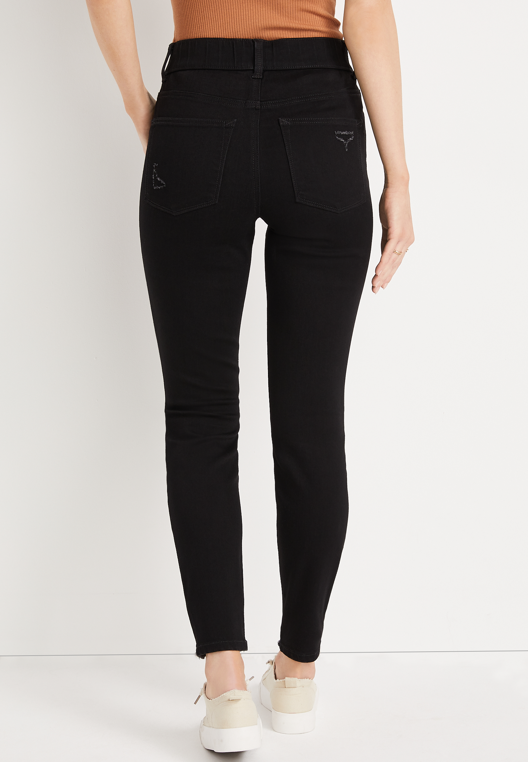 m jeans by maurices™ Black Cool Comfort Pull On Super High Rise Ripped  Jegging