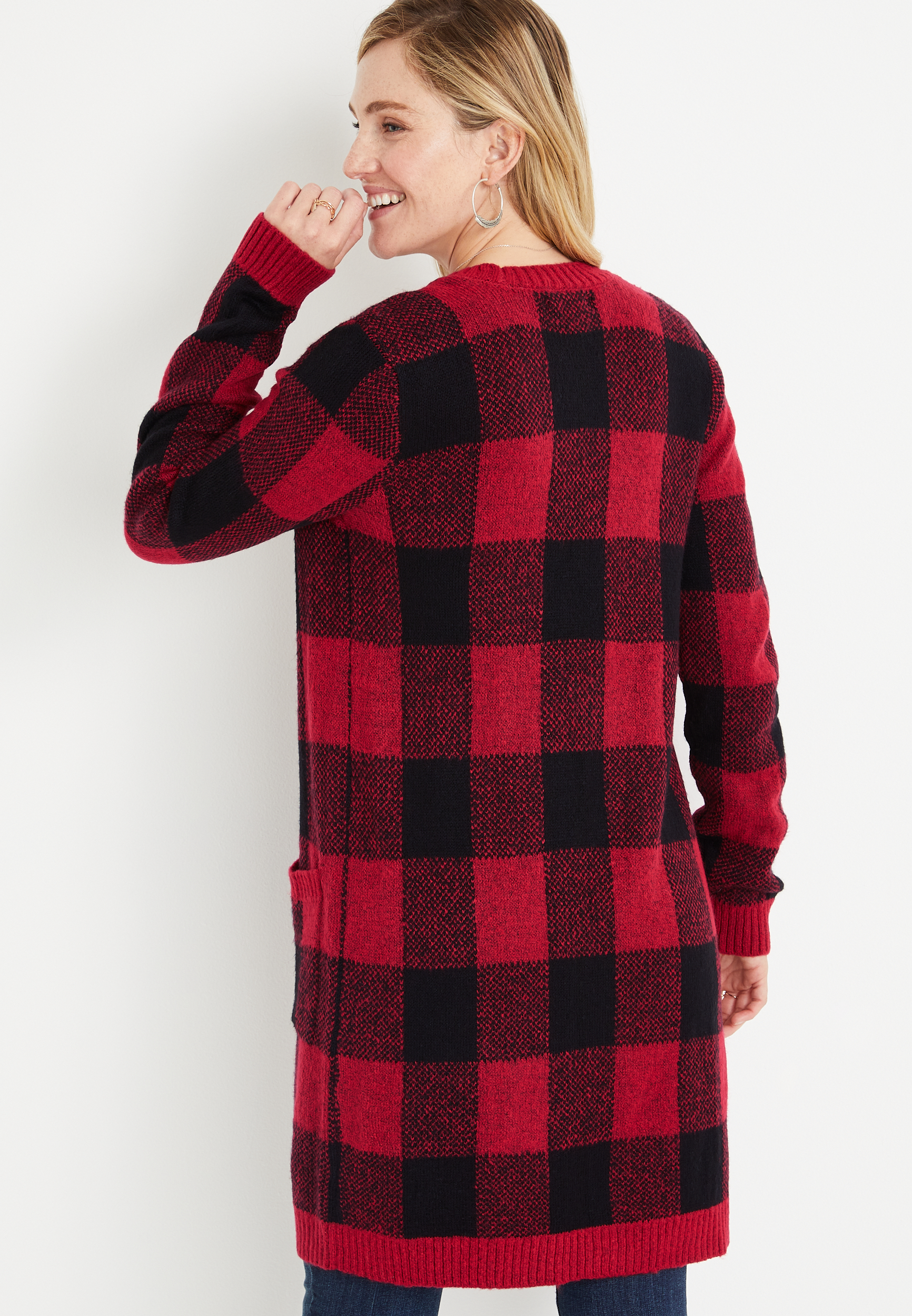 Buffalo plaid cardigan old on sale navy