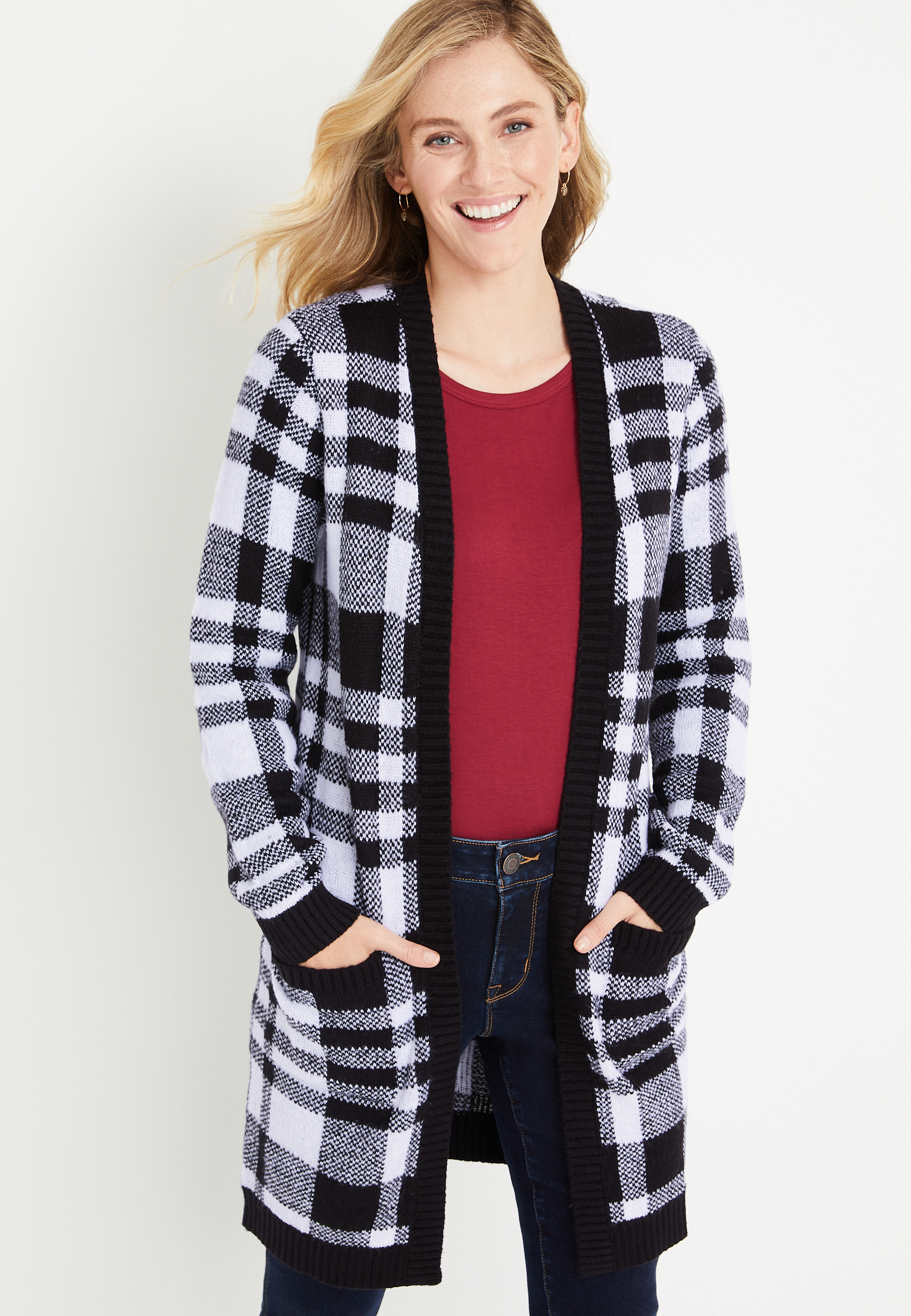 Black shop plaid cardigan