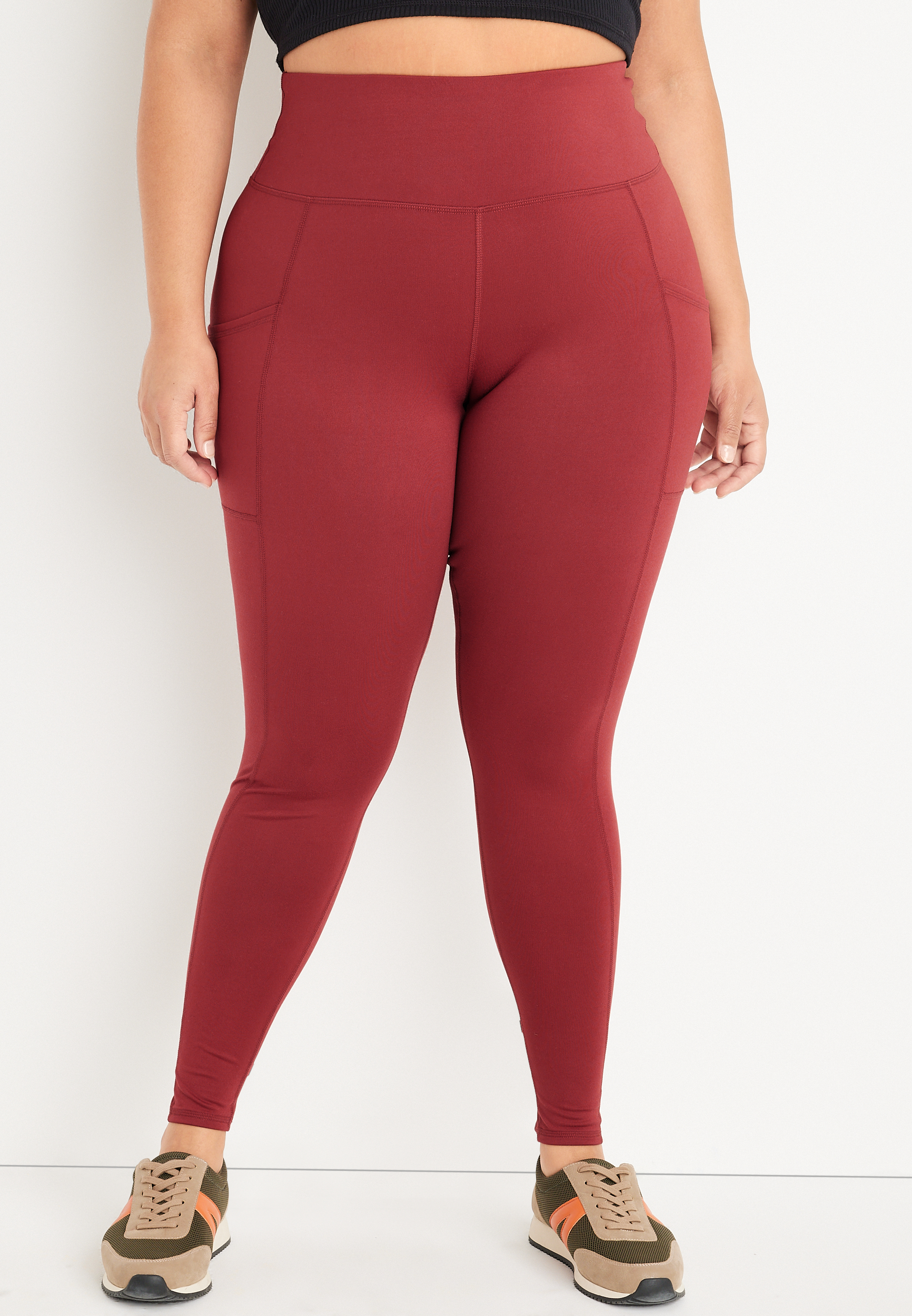 Plus Basic Burgundy Leggings, Plus Size