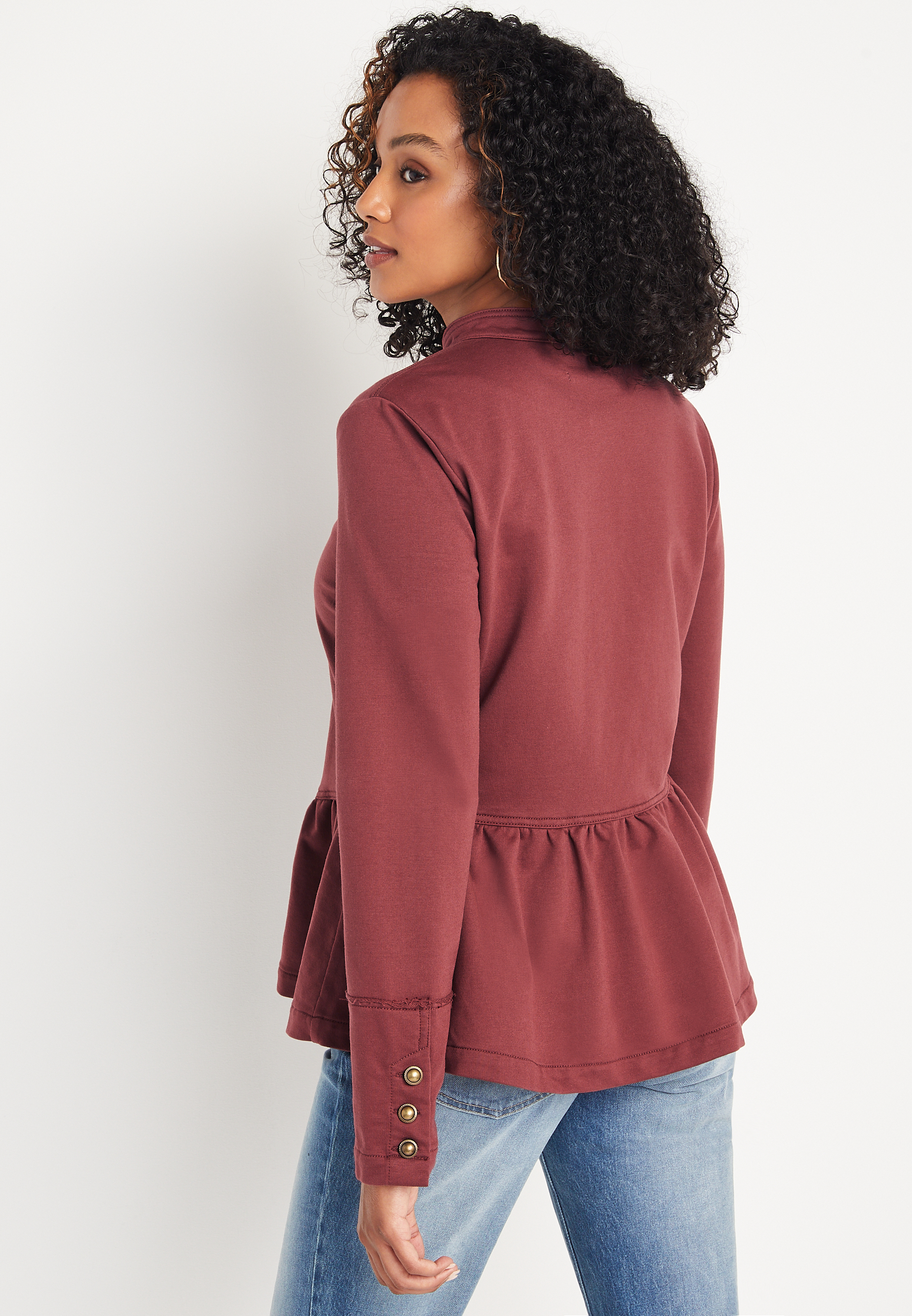 Red Peplum Military Jacket | maurices