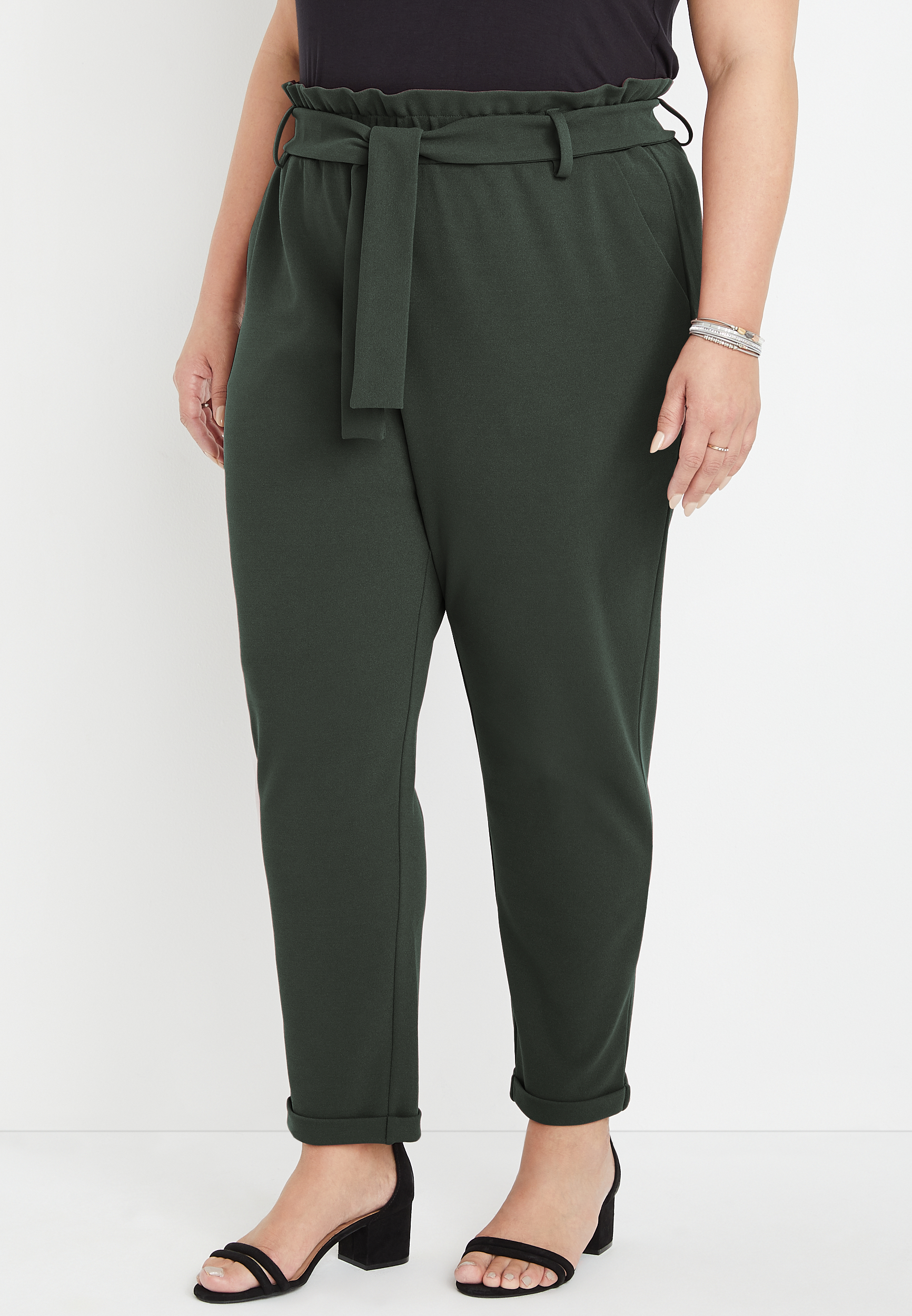 Plus size high 2024 waisted tie pants