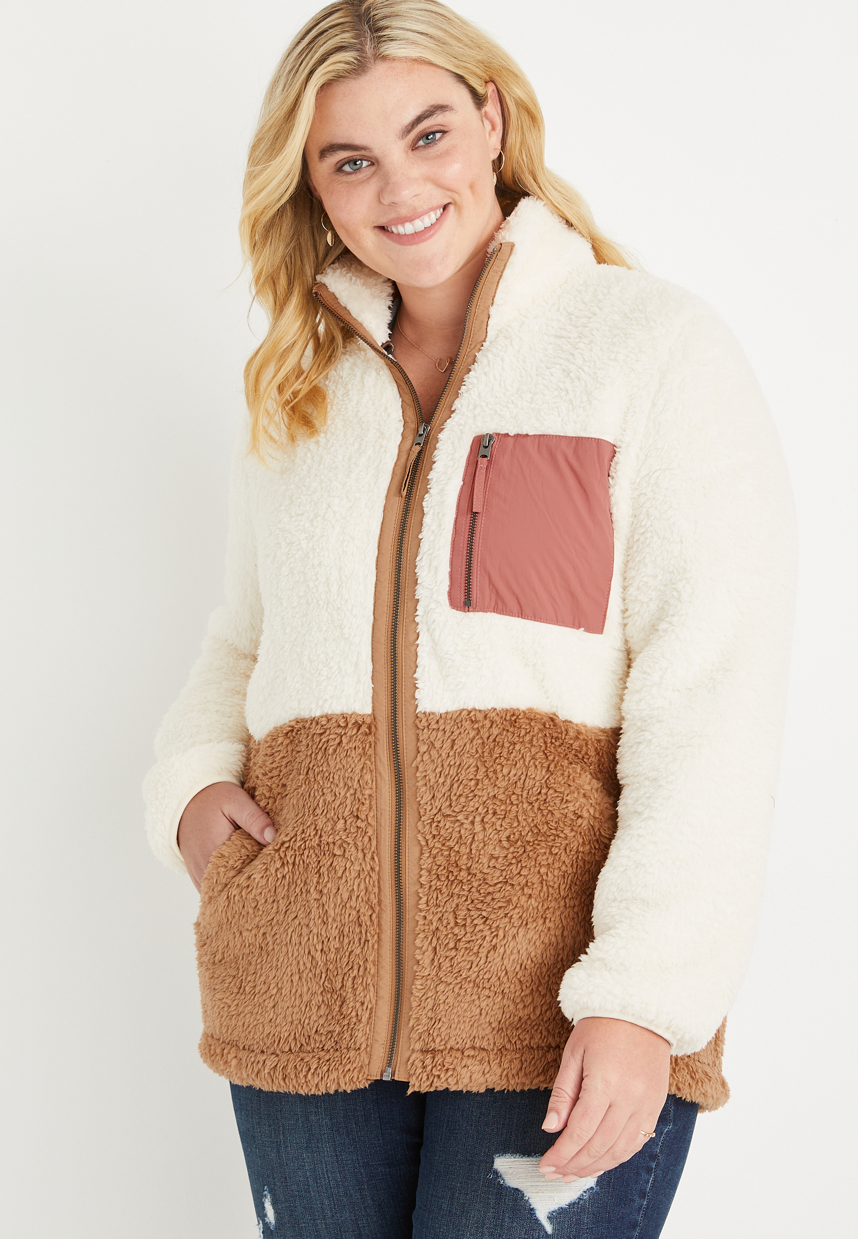 Plus on sale sherpa jacket