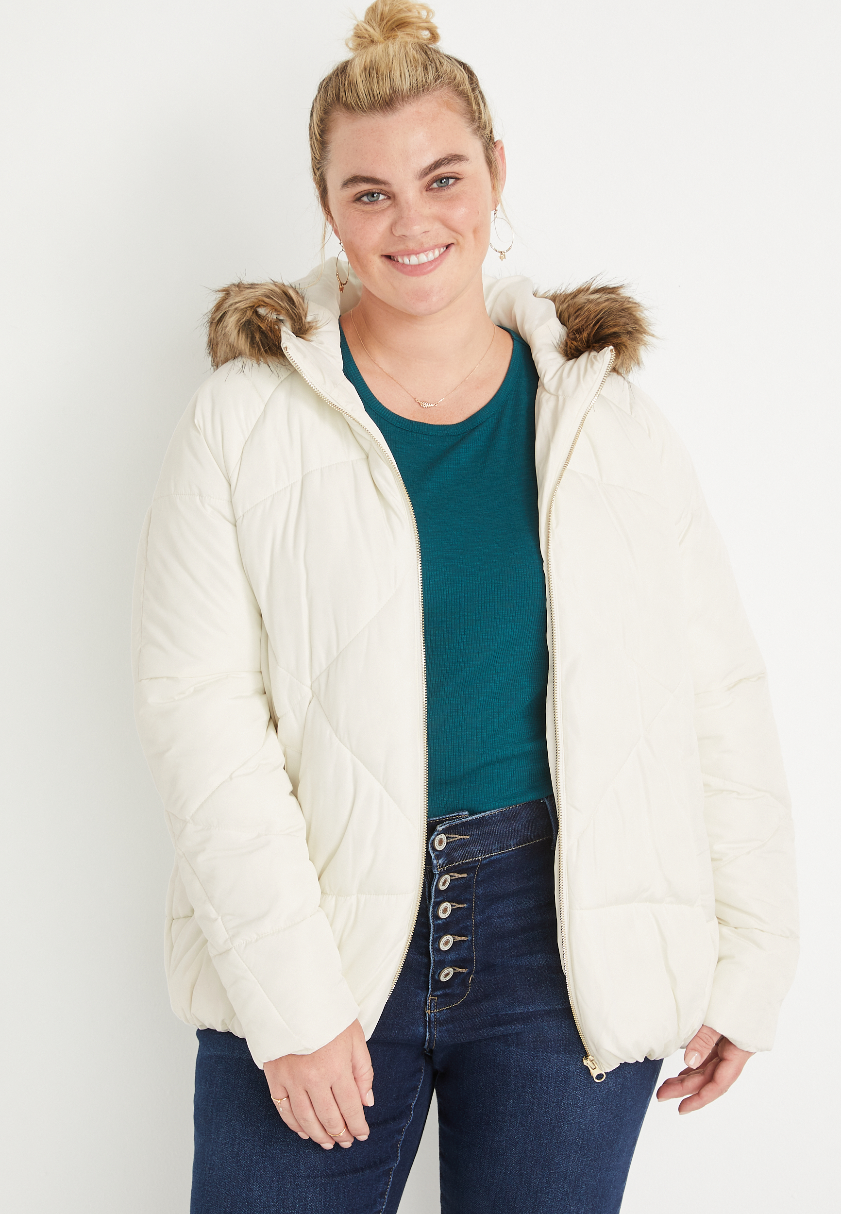 Plus size shop white puffer jacket