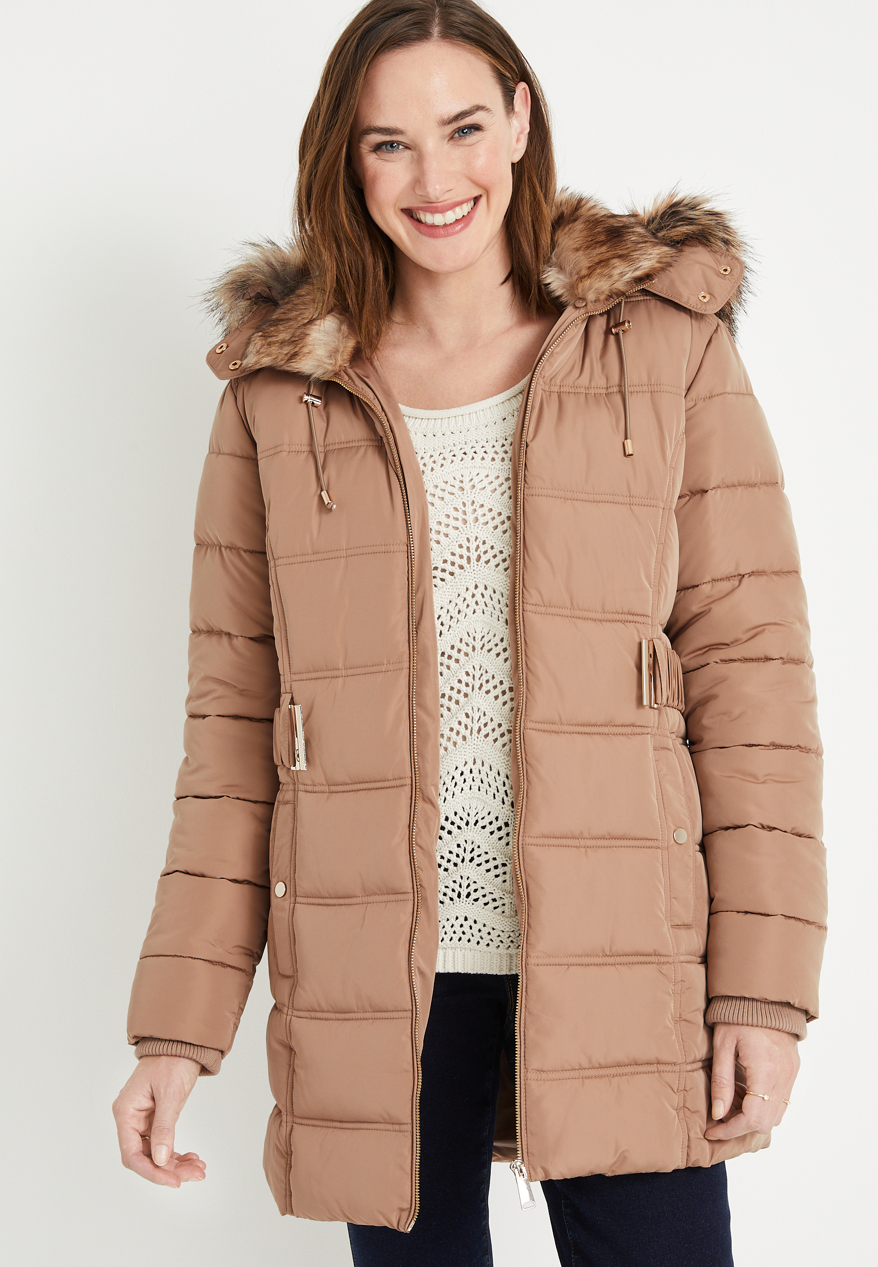 Tan winter jacket sale