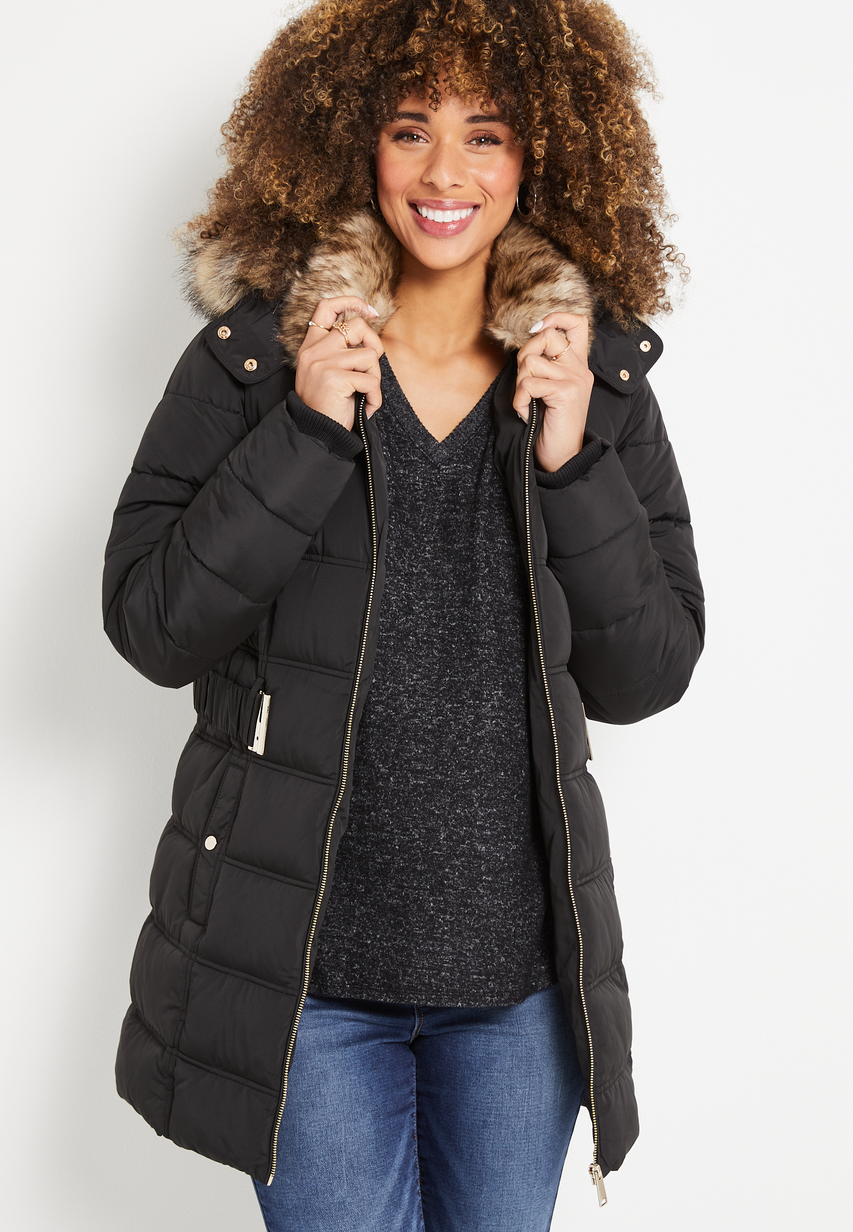 Maurices Women's Hooded Longline Puffer Coat