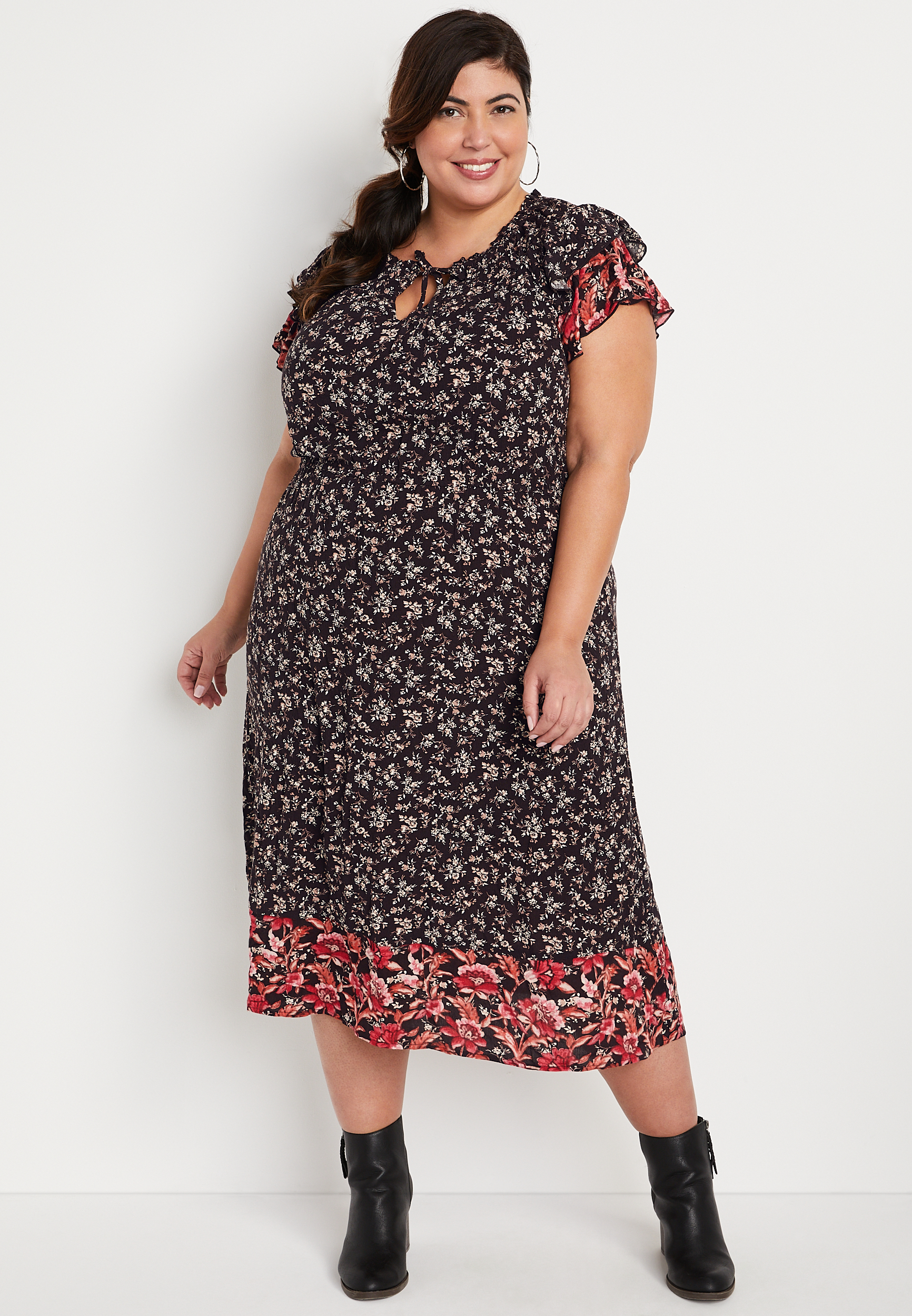 Plus size flutter sleeve dress sale