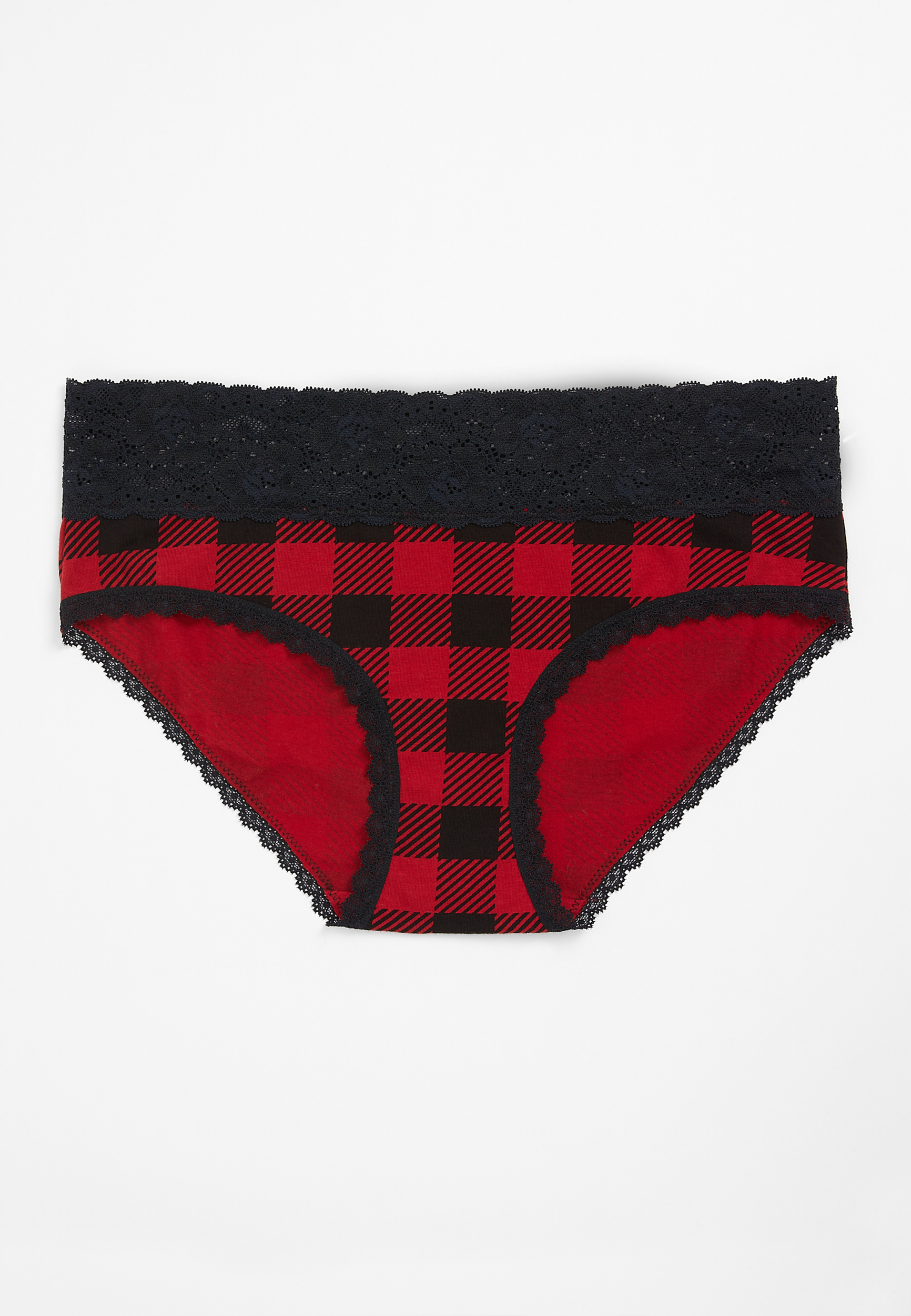 Comfy Stretch Buffalo Plaid Cotton Hipster Panty