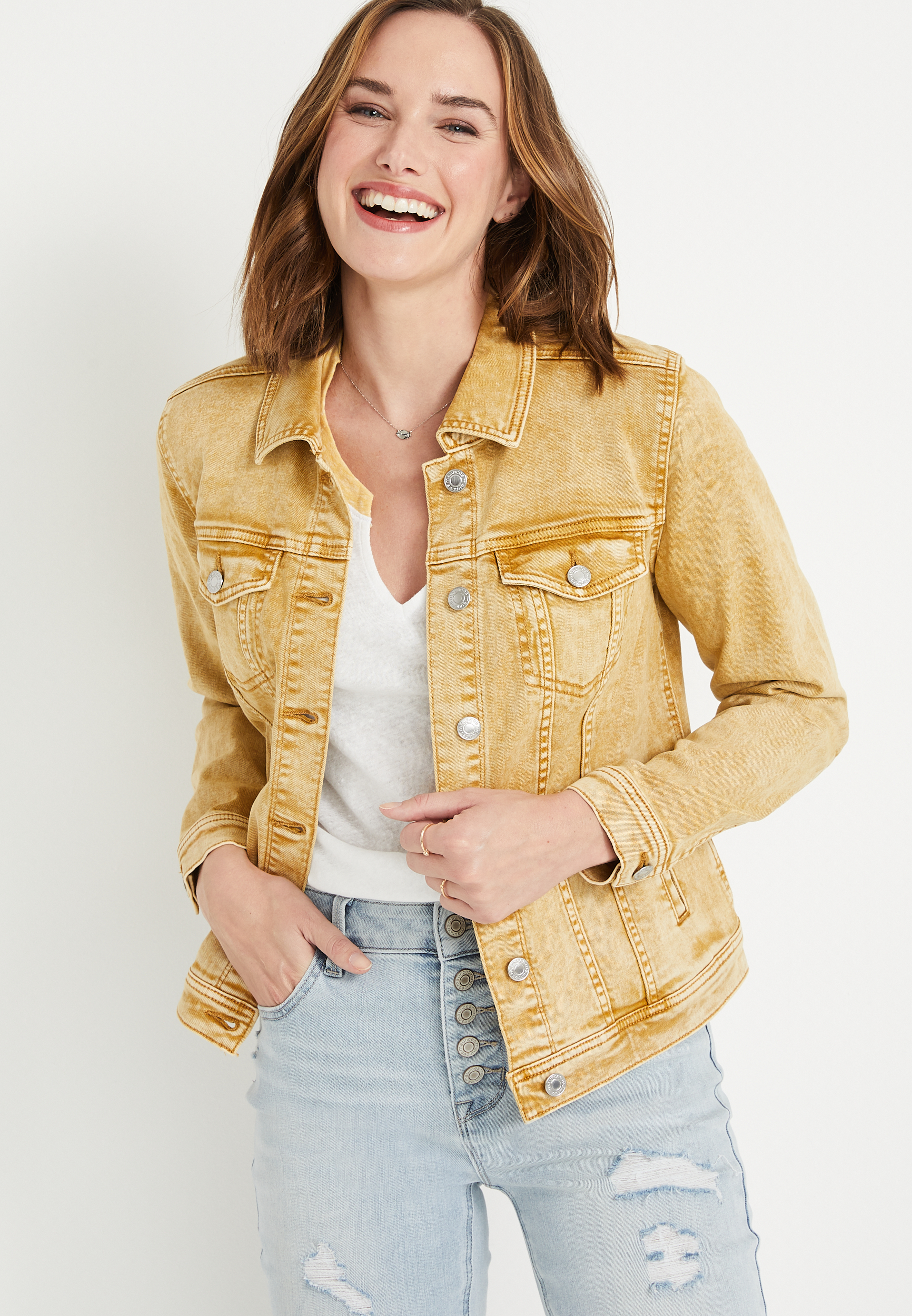 Buy Wholesale Denim Vistara Women Yellow & Orange Solid Denim Jacket