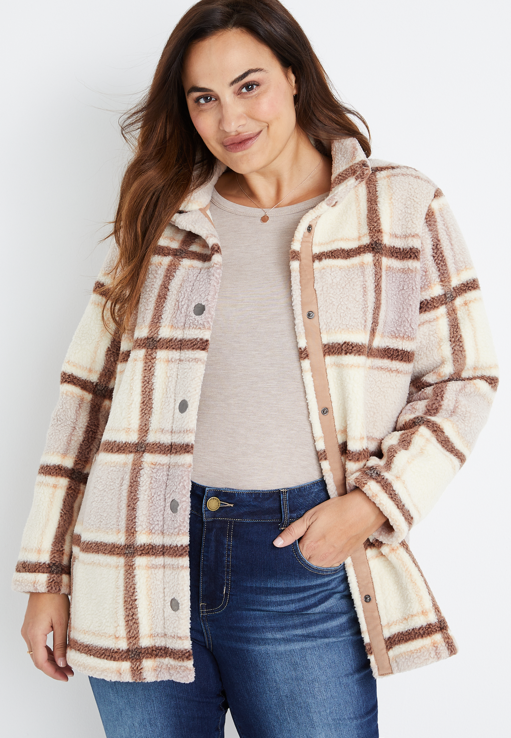 plus size check jacket