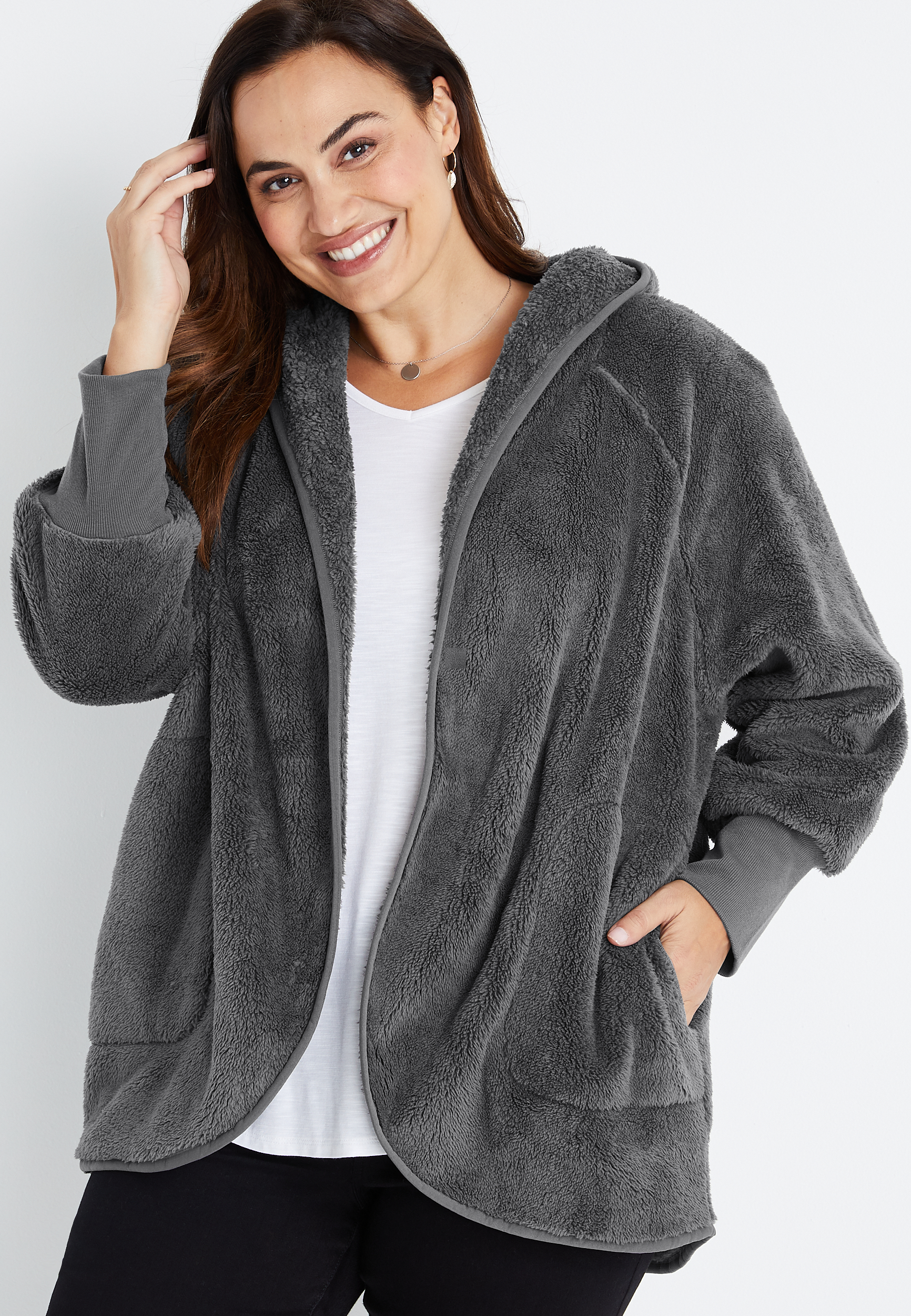 Sherpa hooded hot sale cardigan