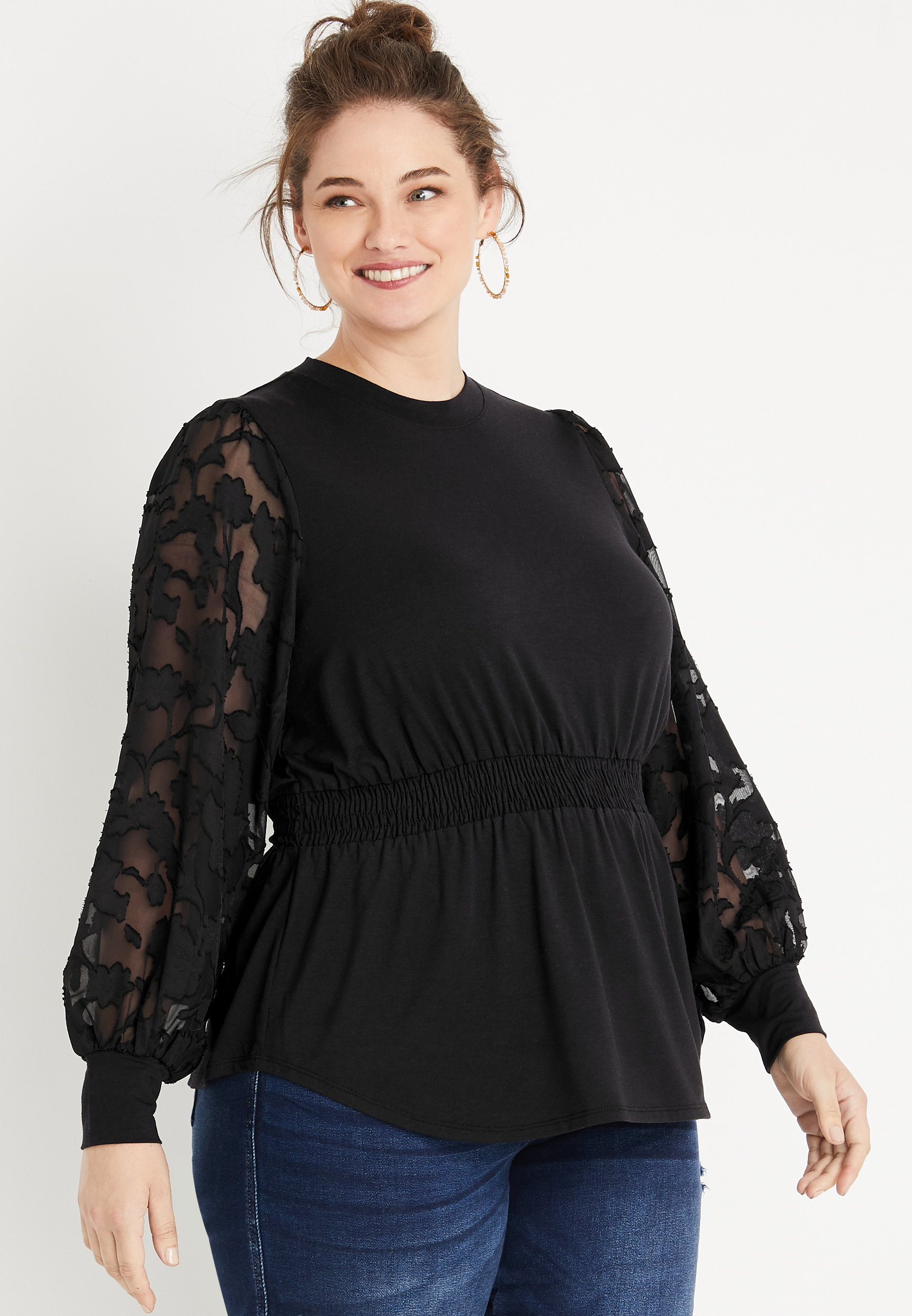 Black sheer store plus size blouse