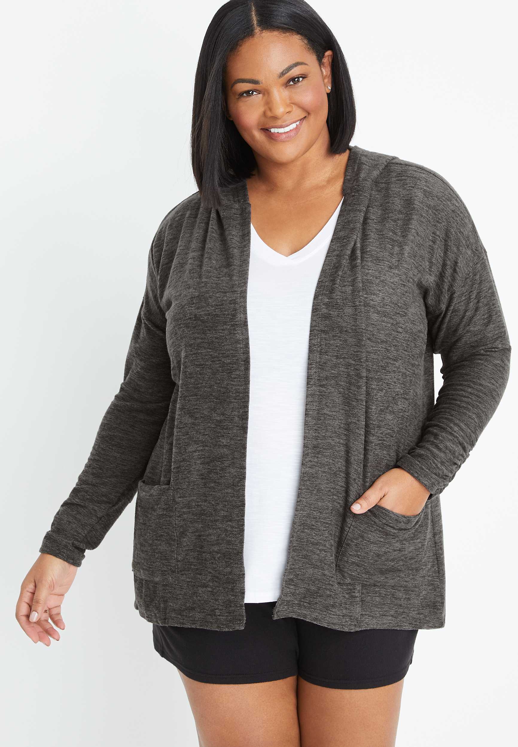 Plus size gray outlet cardigan