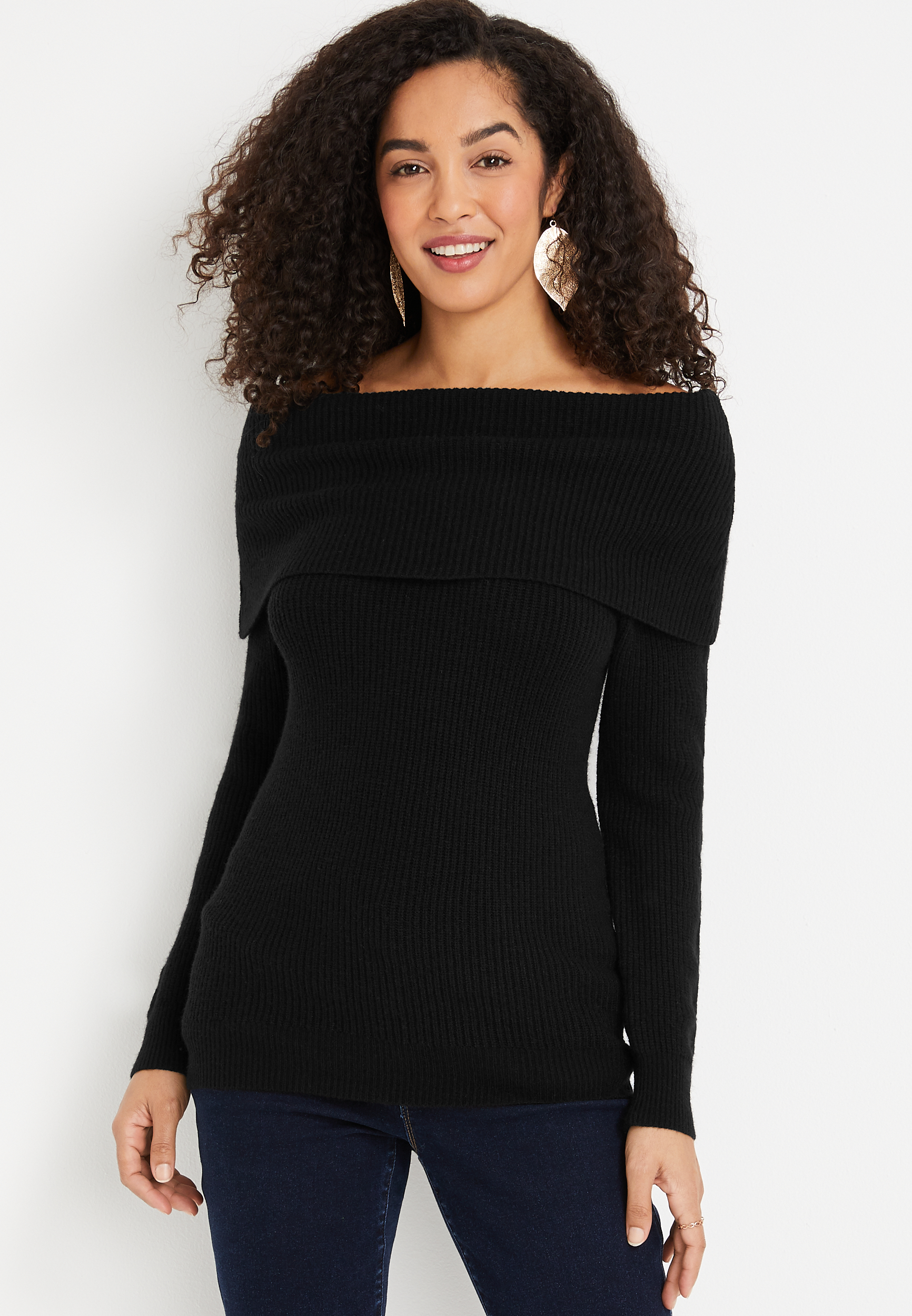 Black off best sale the shoulder sweater