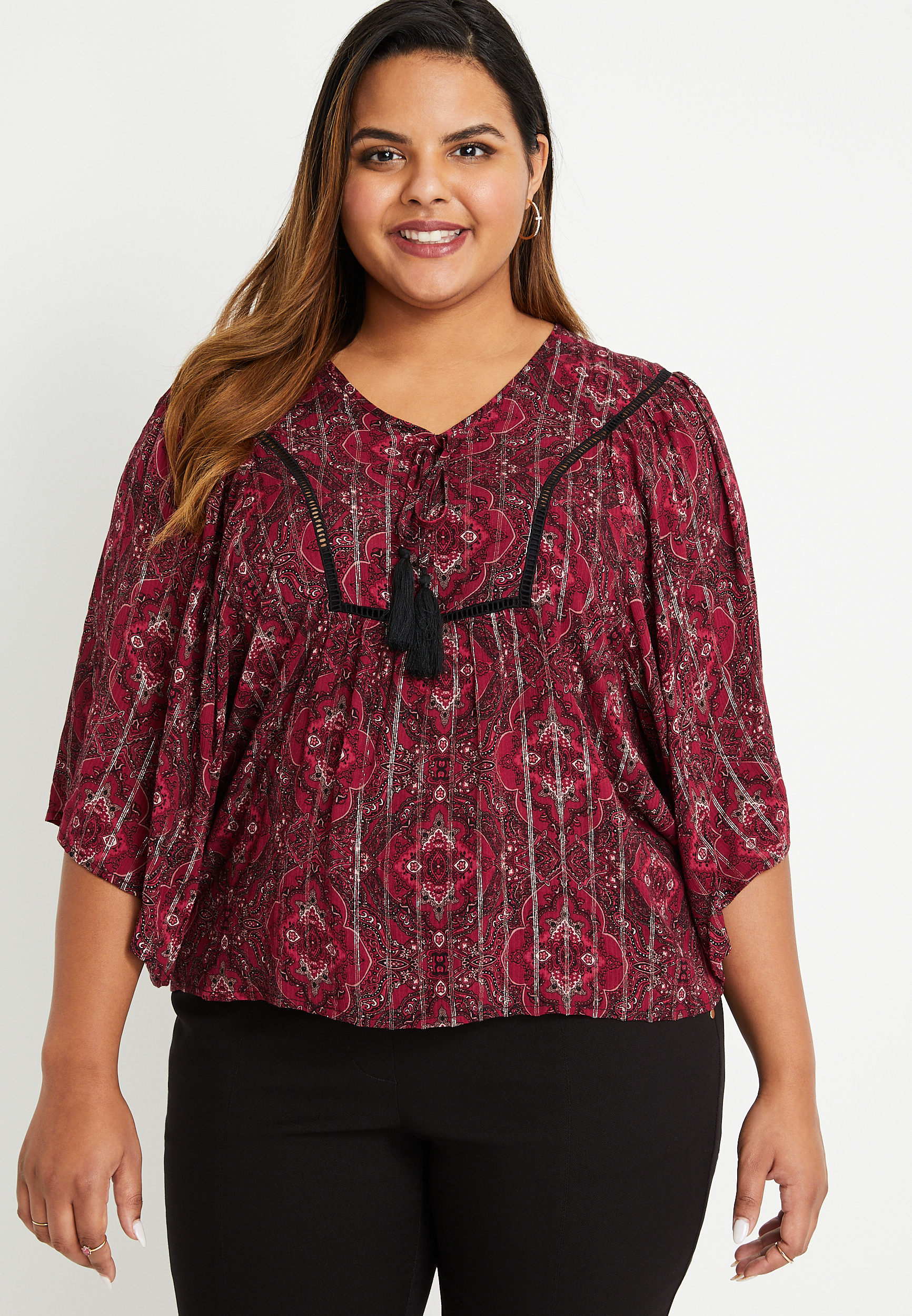 Size Red Sleeve Blouse | maurices