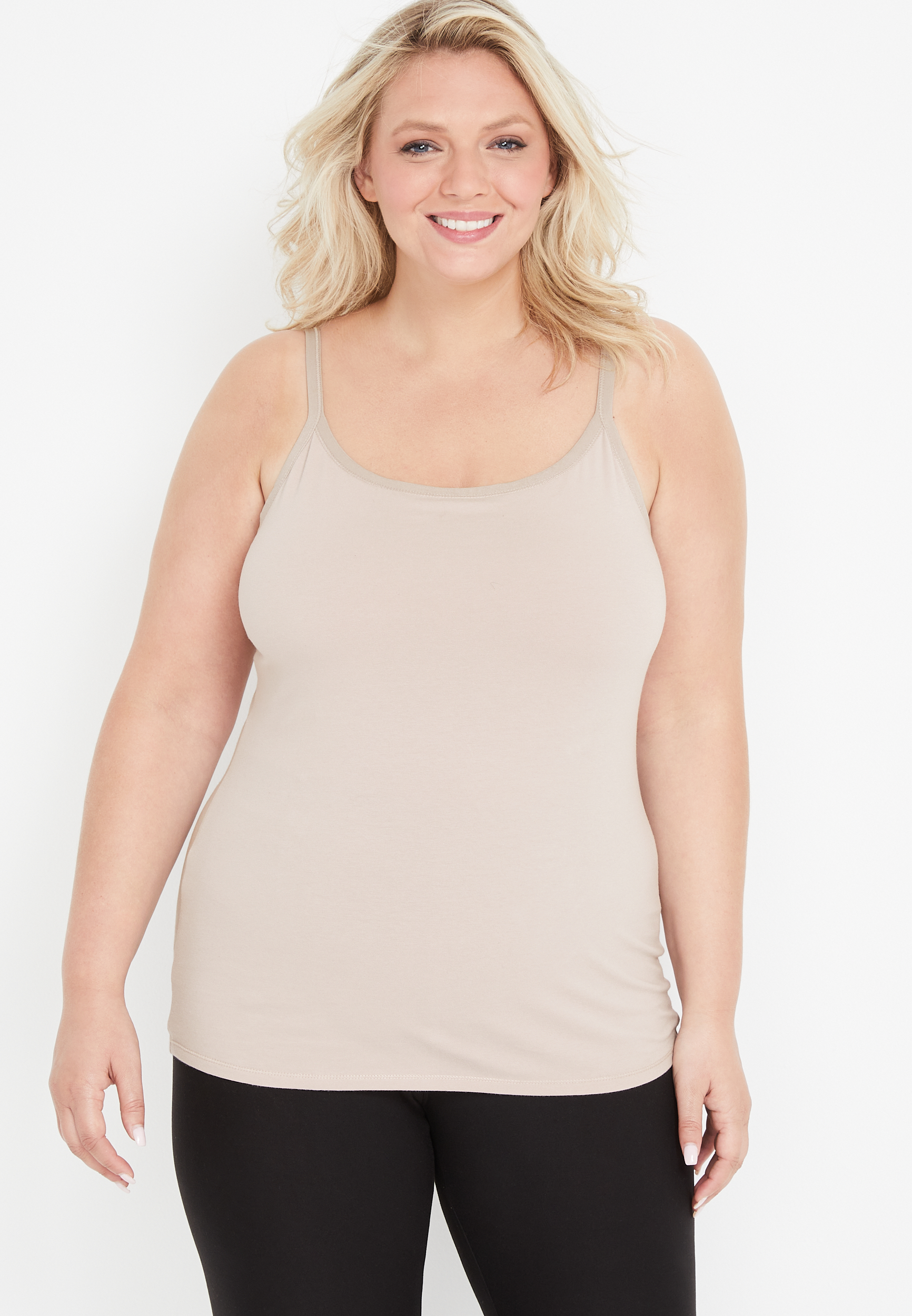 Plus Size Solid Built In Bra Cami