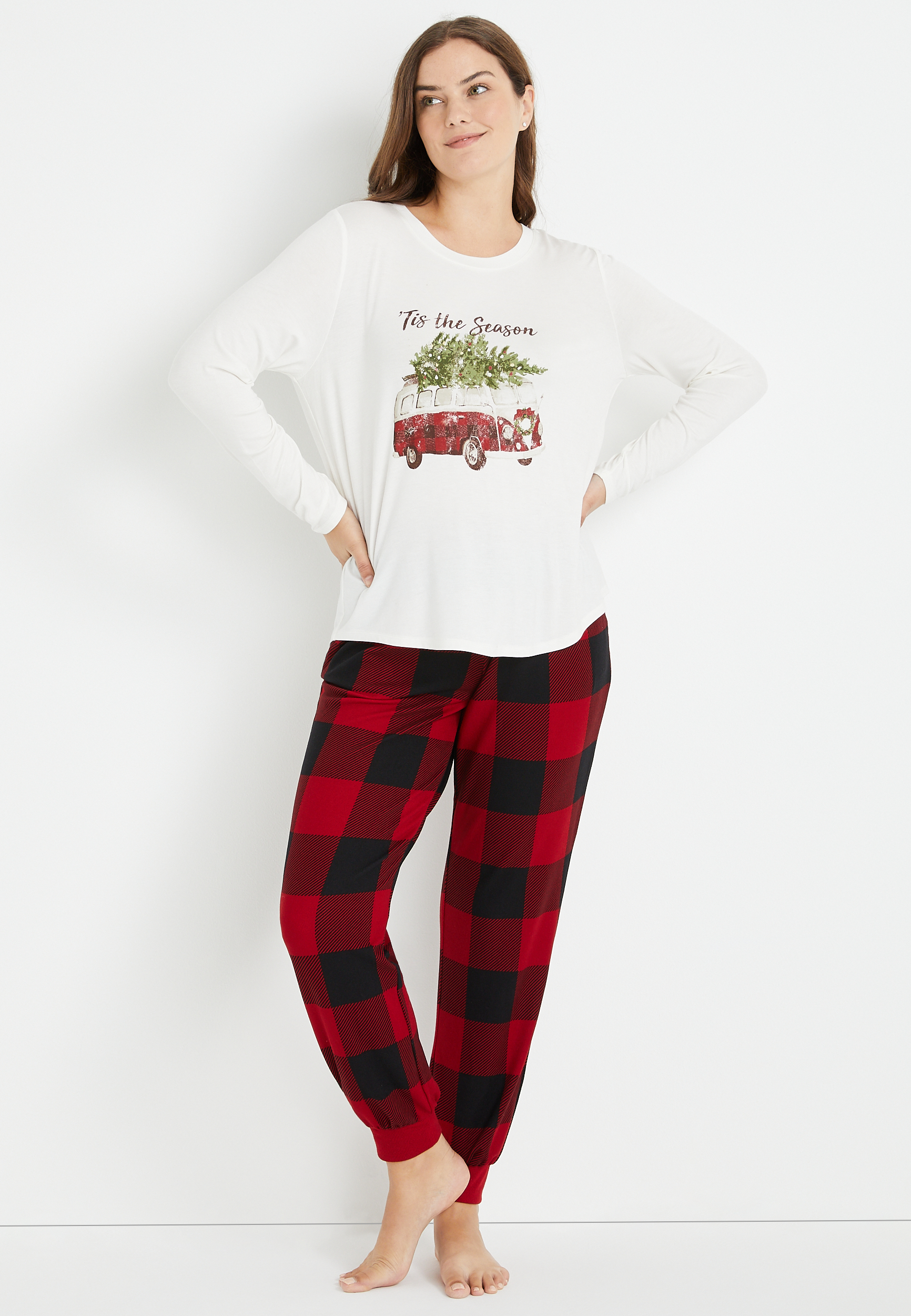 Buffalo Plaid Holiday Van Pajama Set maurices