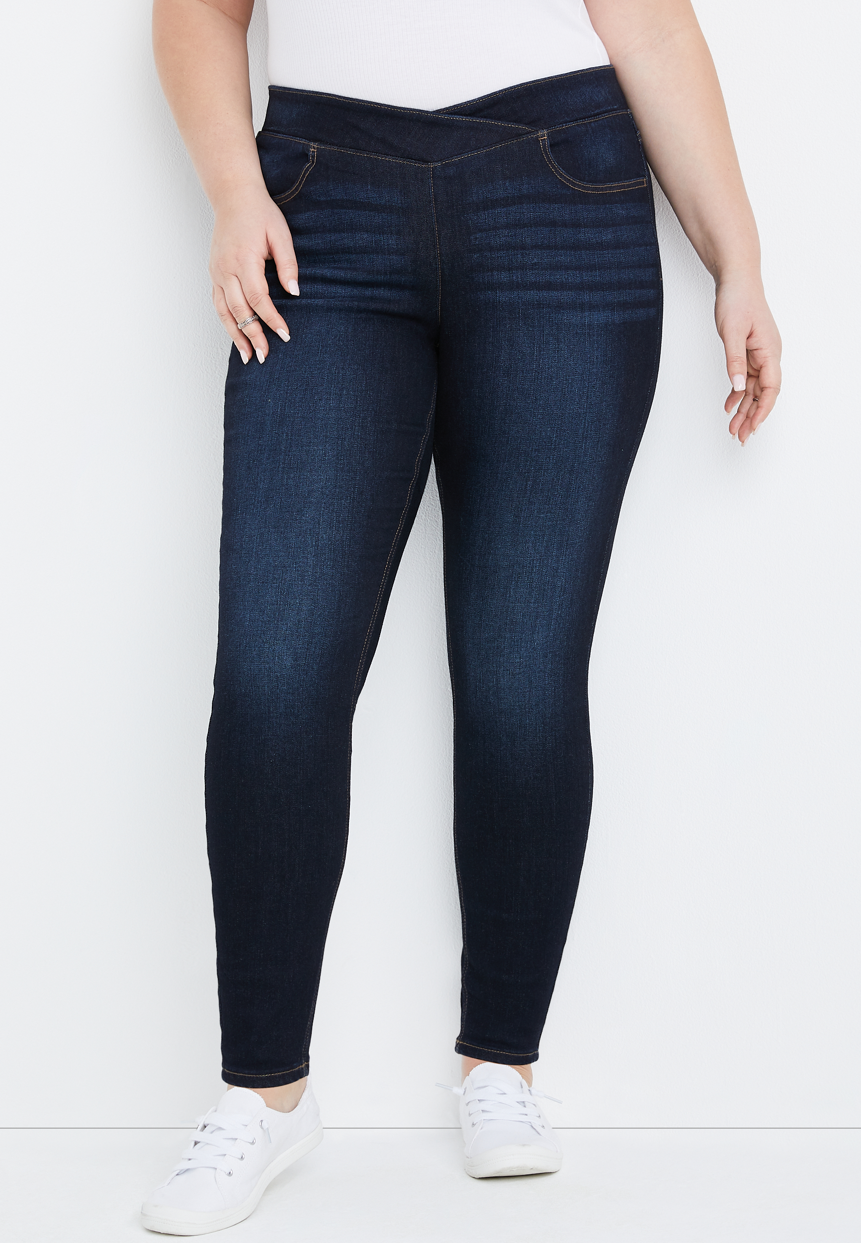 Plus Size m jeans by maurices™ Cool Comfort Crossover High Rise Pull On  Super Skinny Jean