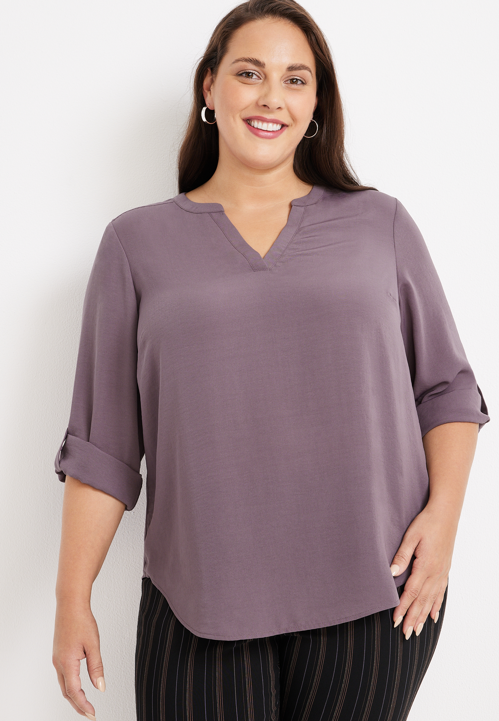 Plus Size Atwood Sleeve Popover Blouse |