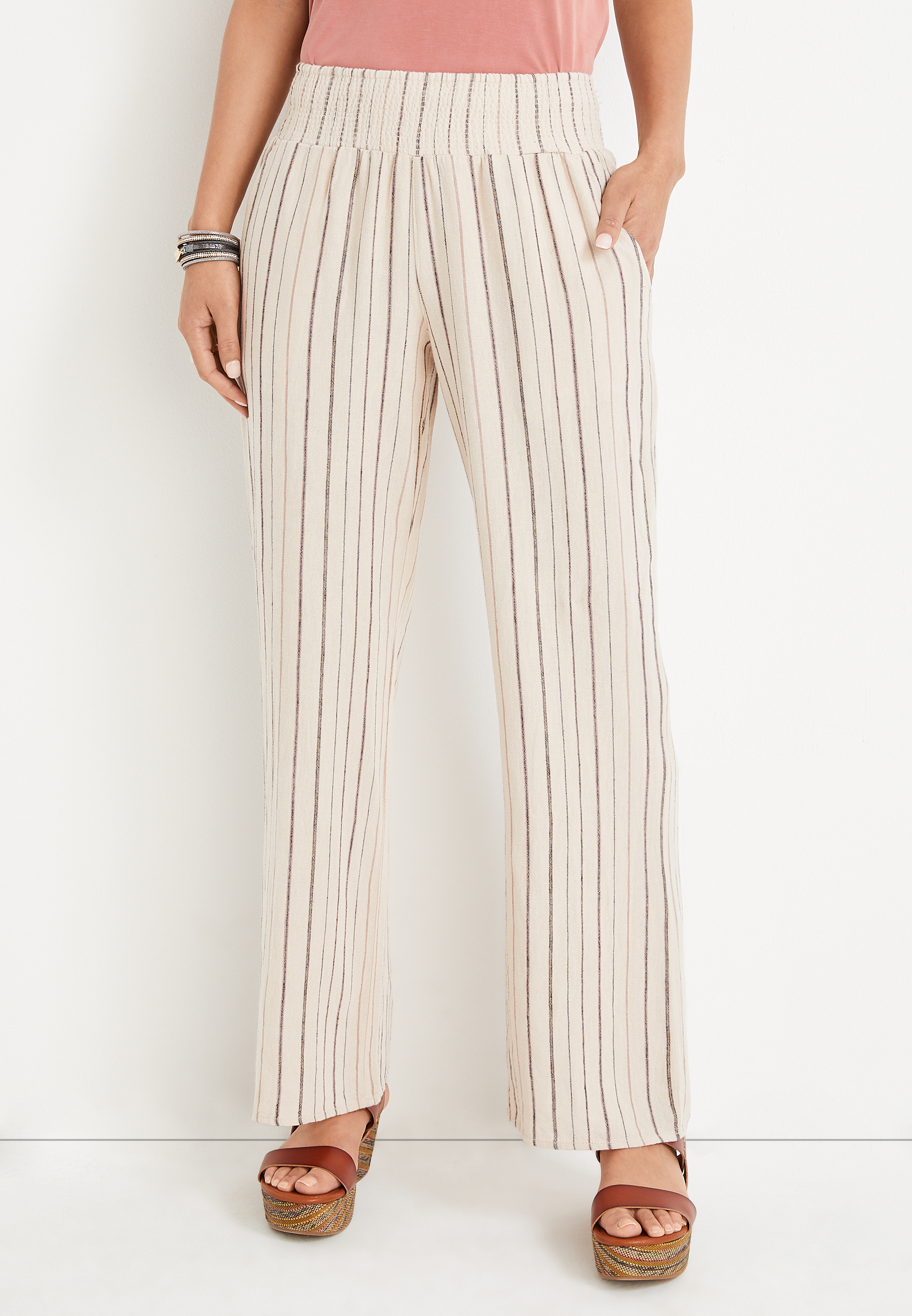 Breeze Striped Linen Wide Leg Pant