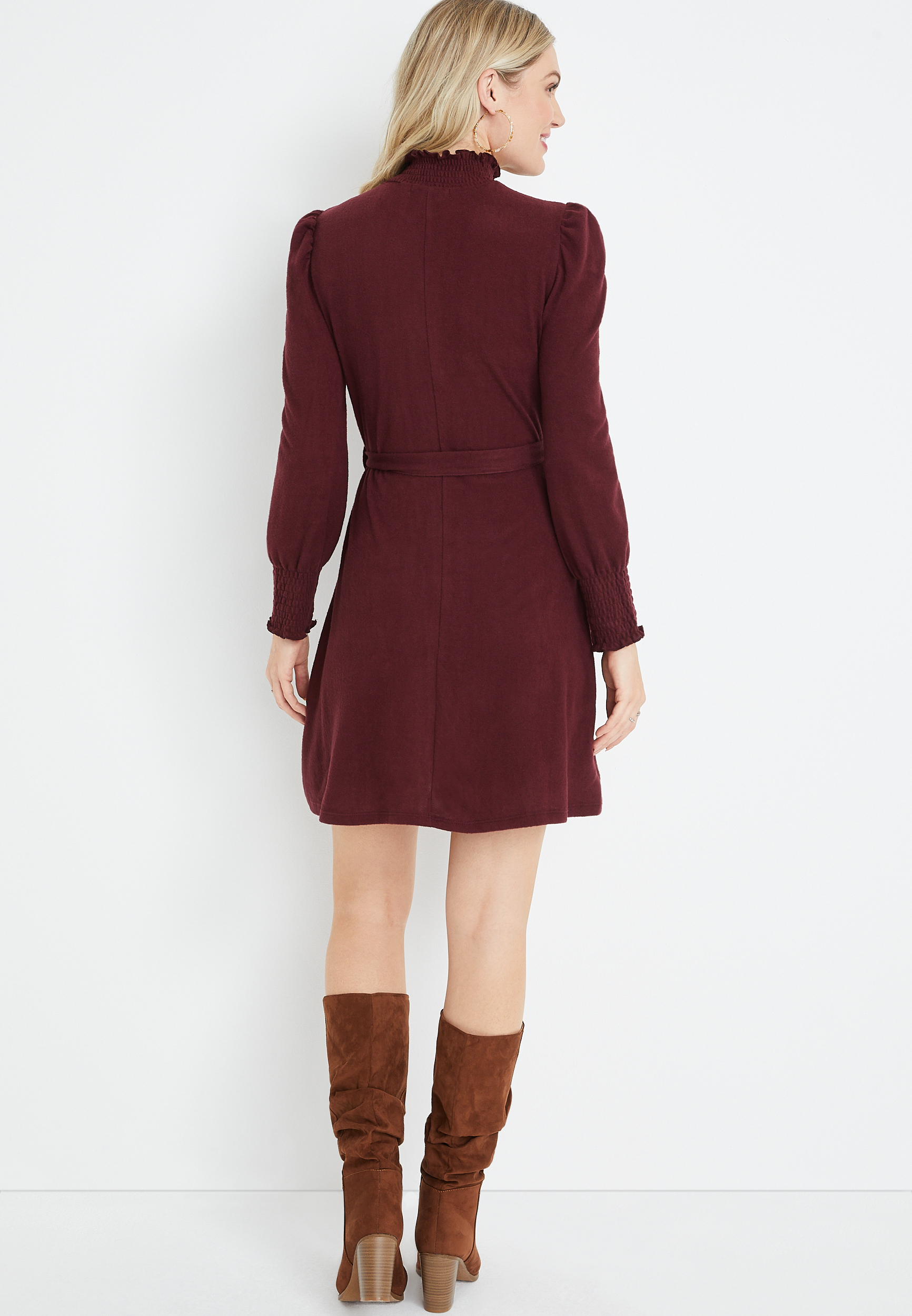 akira burgundy dress AKIRA Ari Tulle High Low Dress | Burgundy main image 1