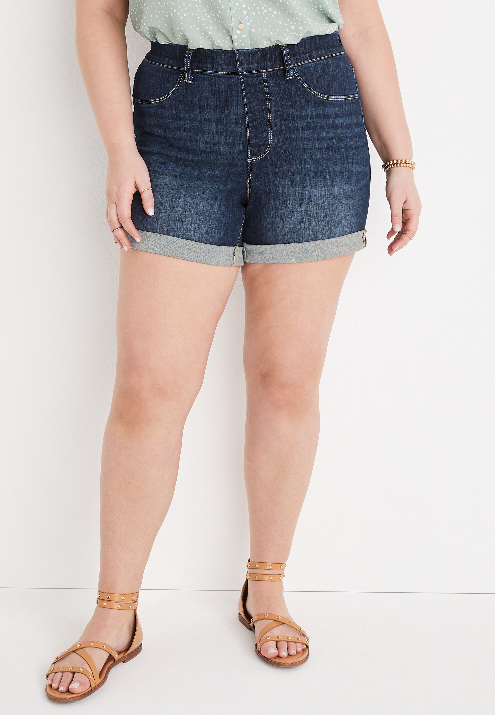 Pull on jean shorts cheap plus size