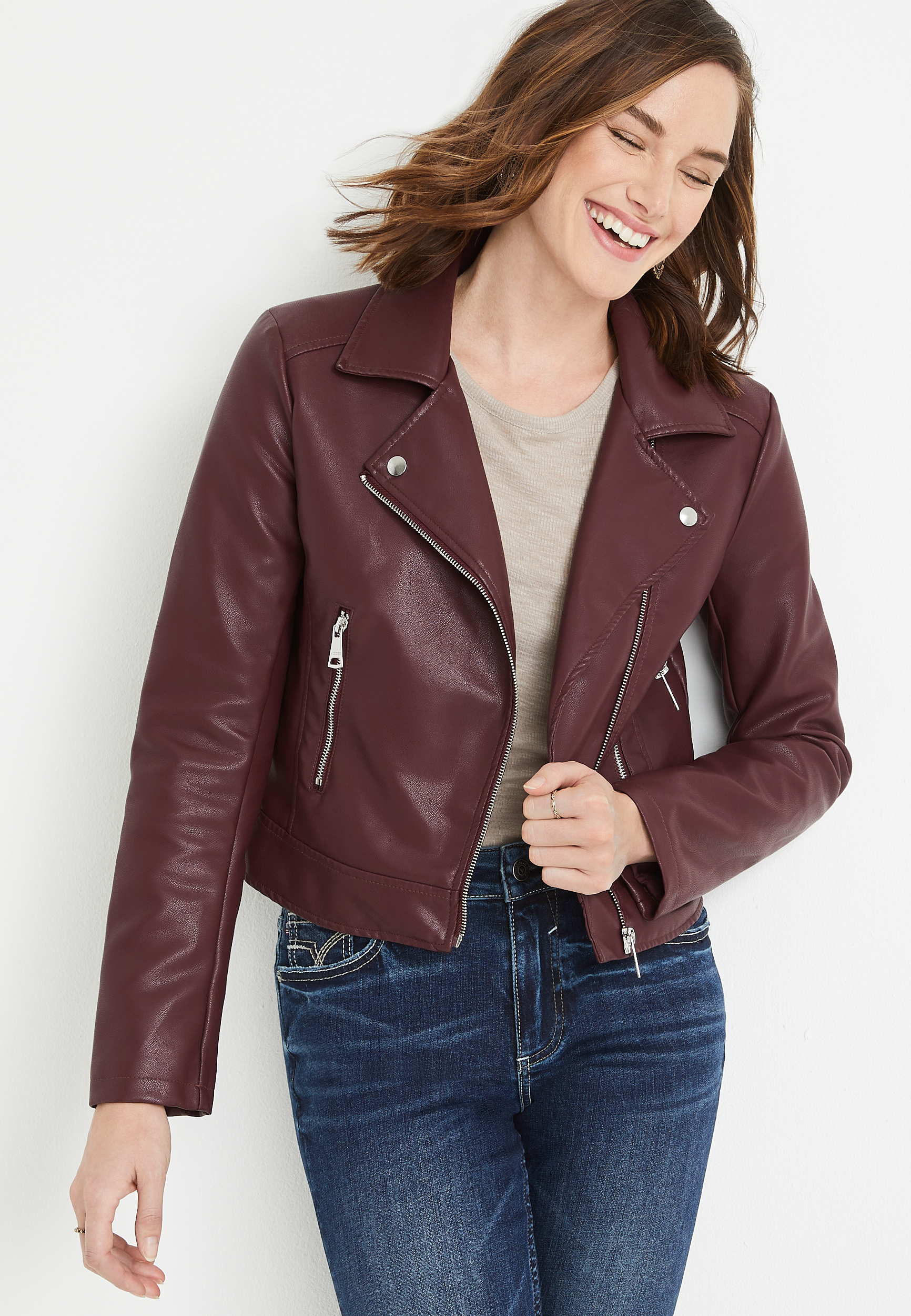 Maurices Women's Perfect Faux Leather Moto Jacket