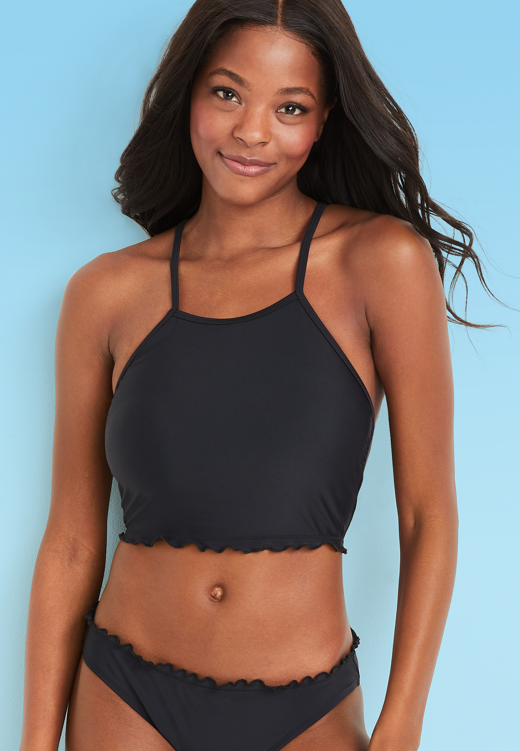 Black high hotsell neck halter bikini