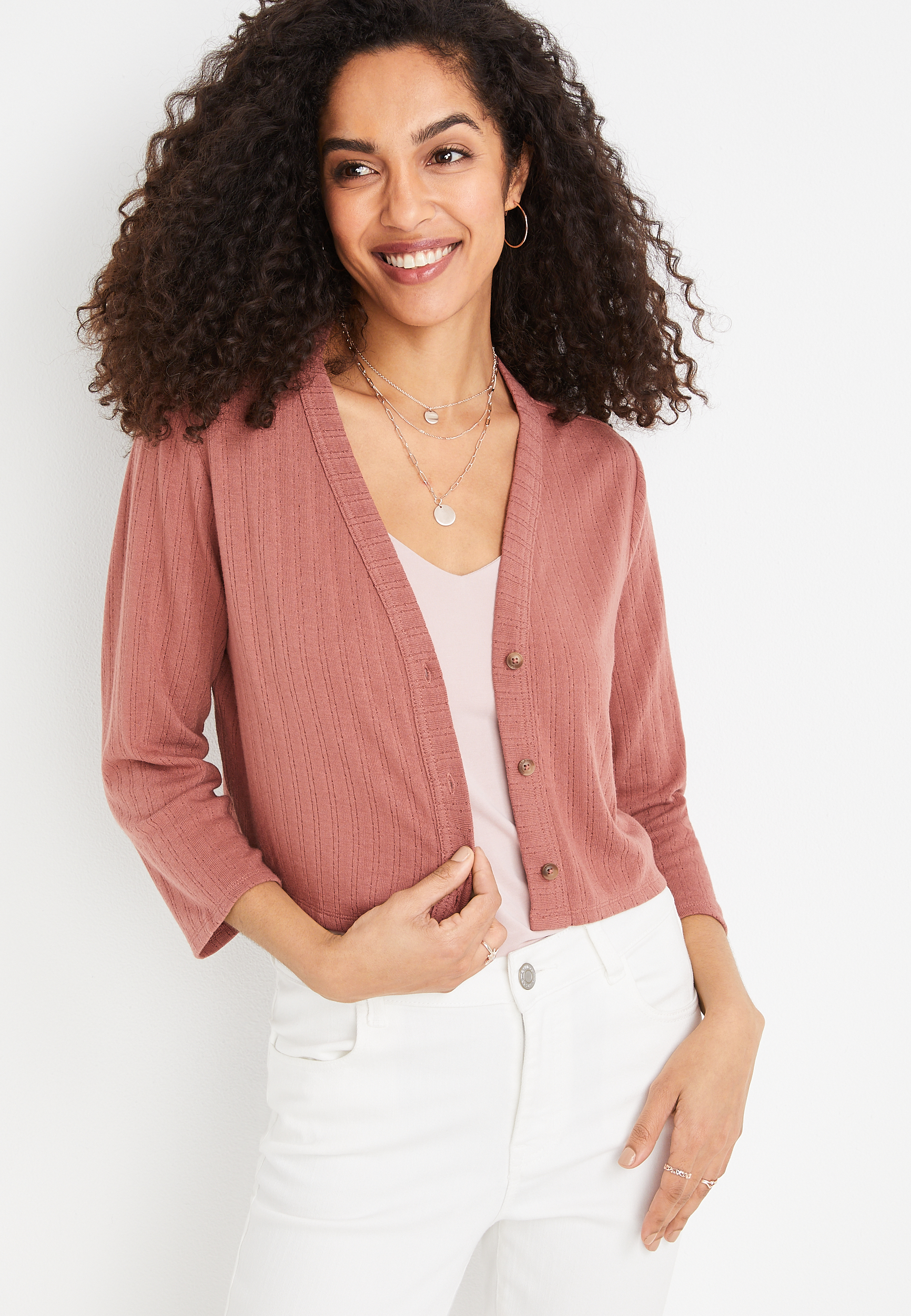 Solid Button Down Cropped Cardigan | maurices