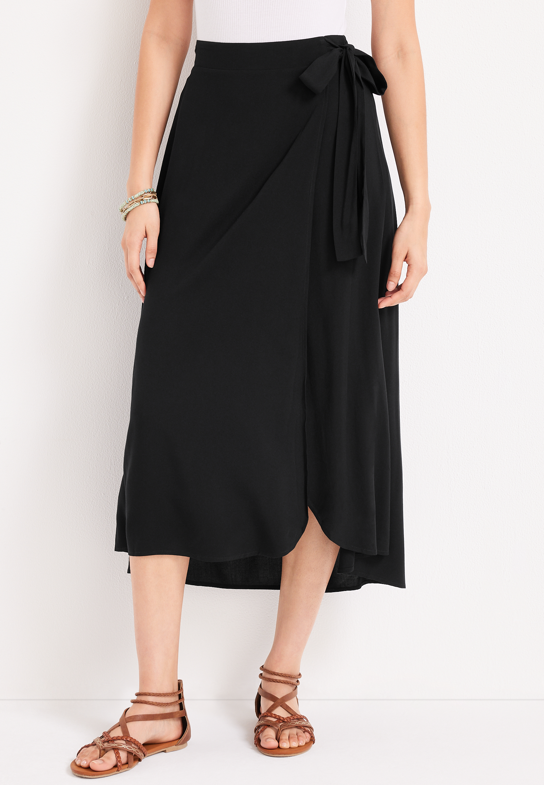 Elan - FAUX WRAP MAXI SKIRT main image 0