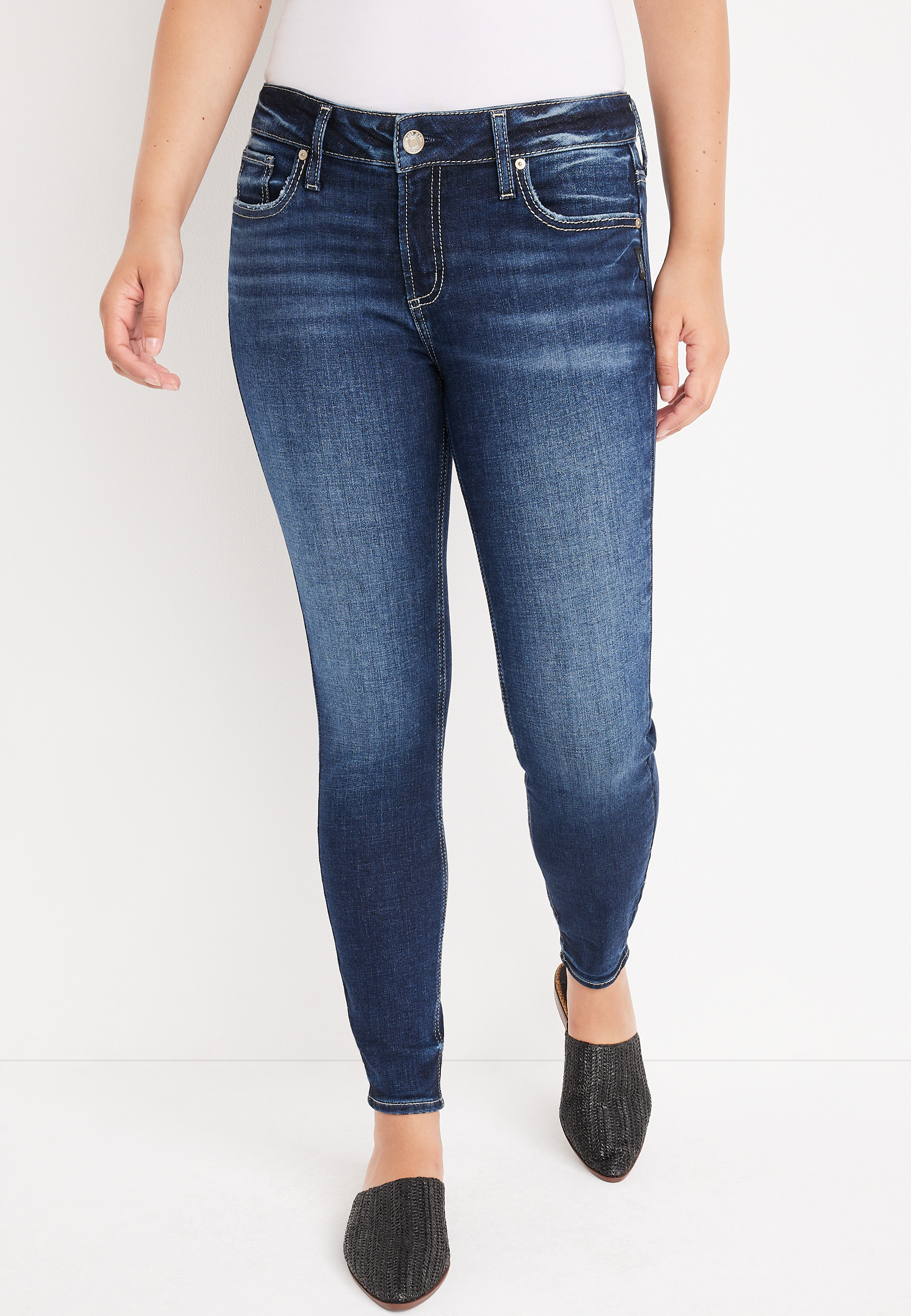 Women's Elyse Curvy Mid Rise Slim Fit Jean Silver Jeans Co 