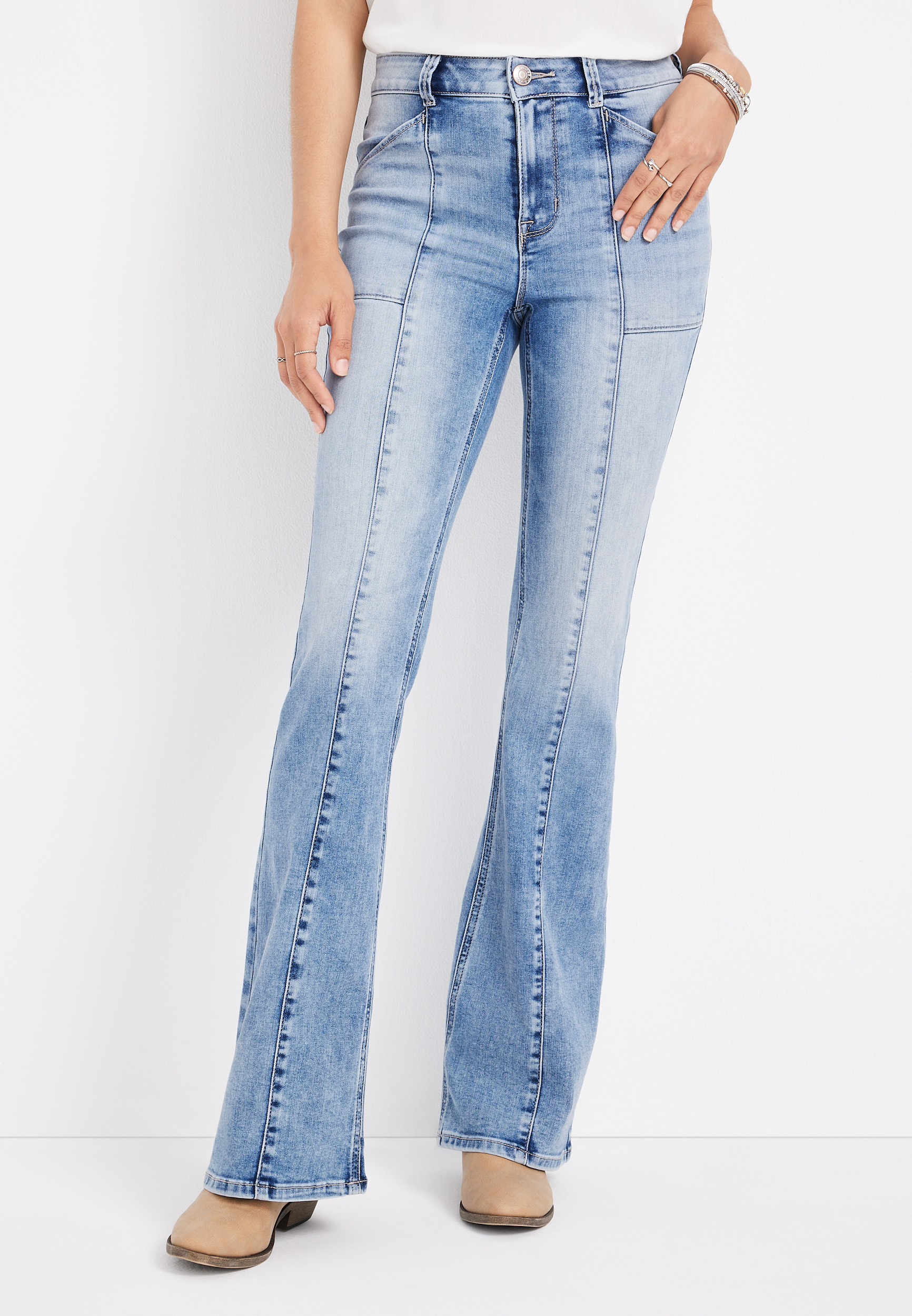 Women's High Rise Seamed Flare Jean