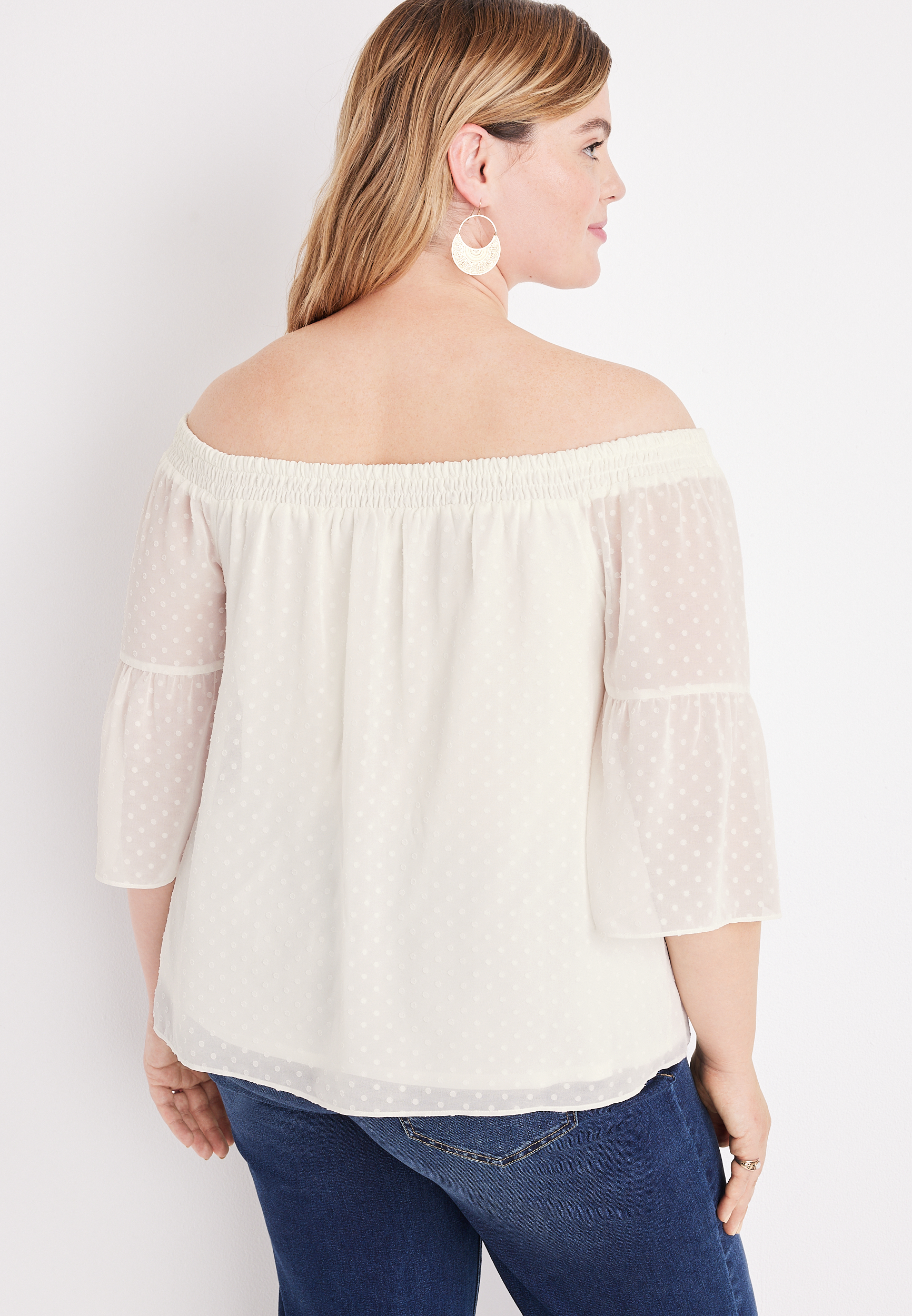 【まる】ans dots loevner shoulder tops Ans Dotsloevner Shoulder top