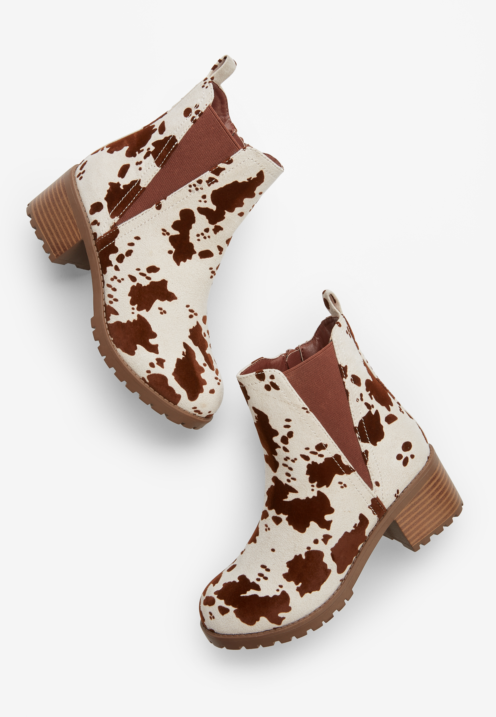 Cow print chelsea boots online