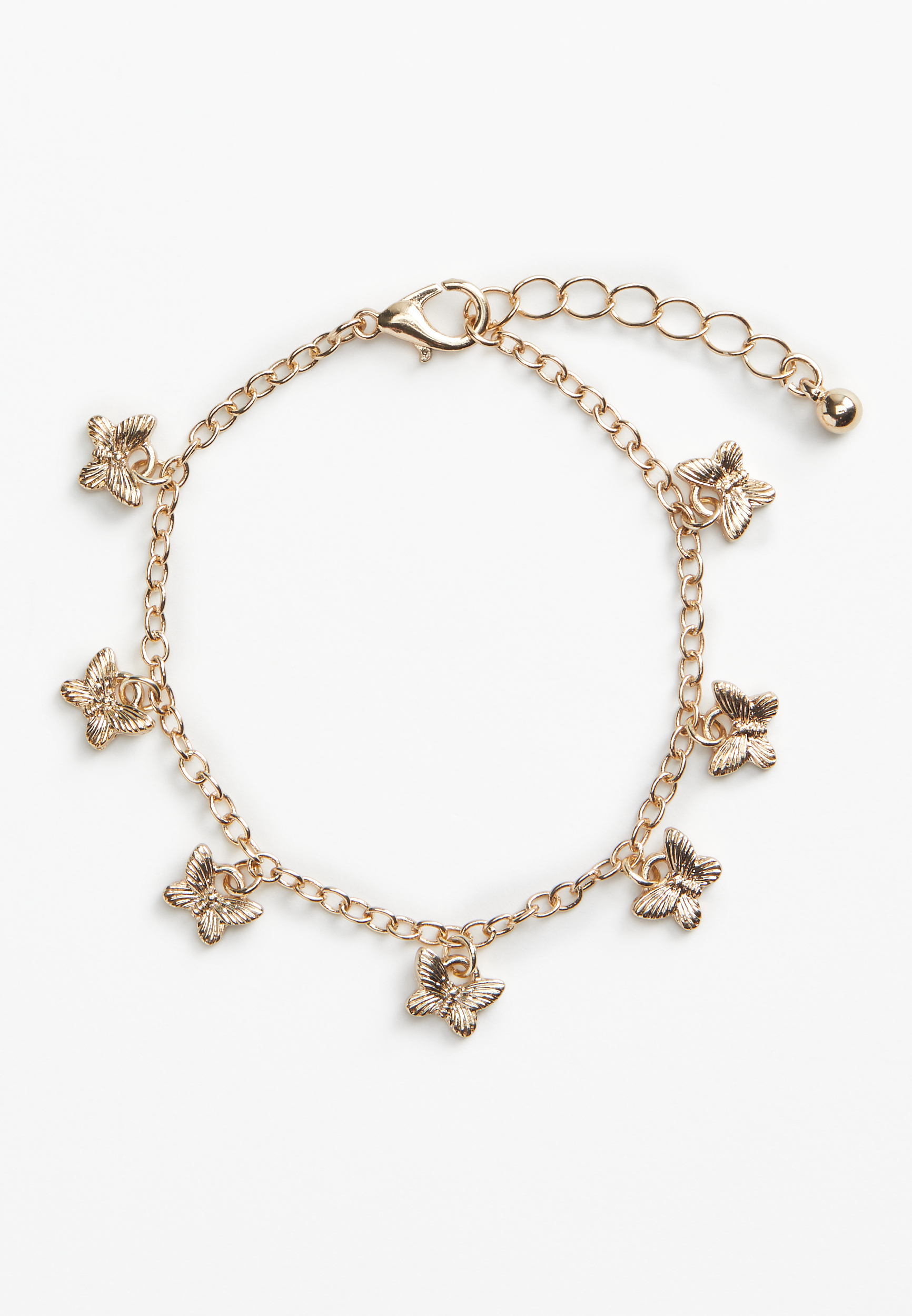 Gold butterfly charm deals bracelet