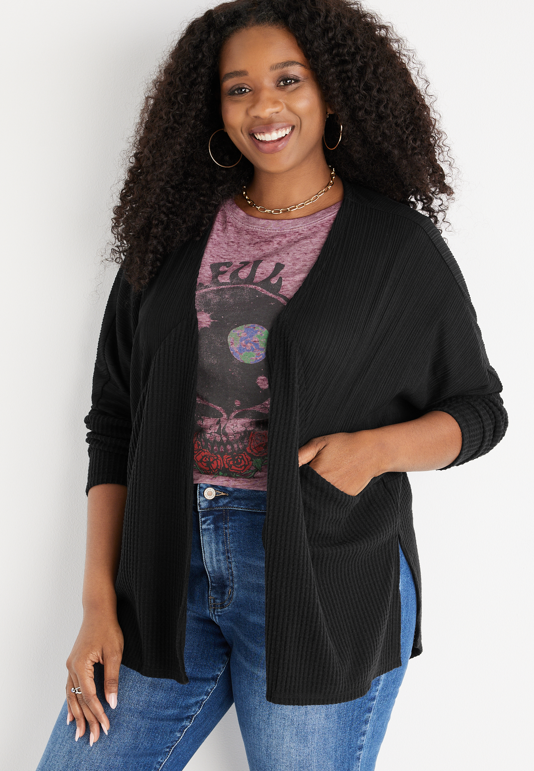 Plus size long black cardigan sweater sale