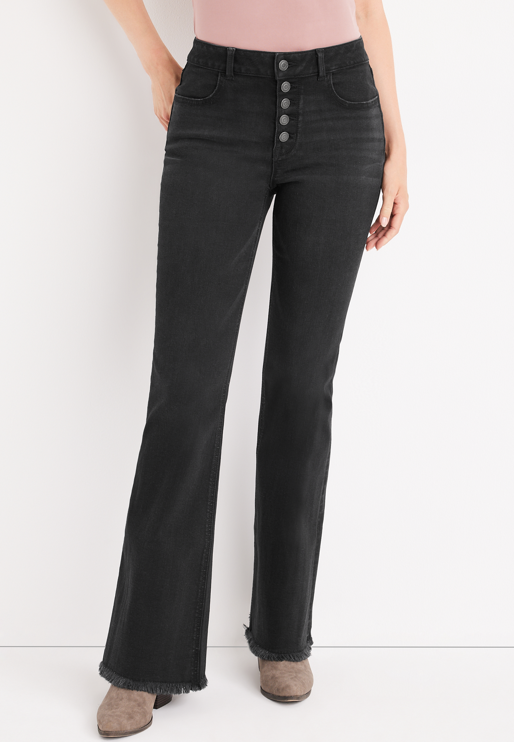 Mentalt Satire drikke m jeans by maurices™ Flare High Rise Black Button Fly Jean | maurices