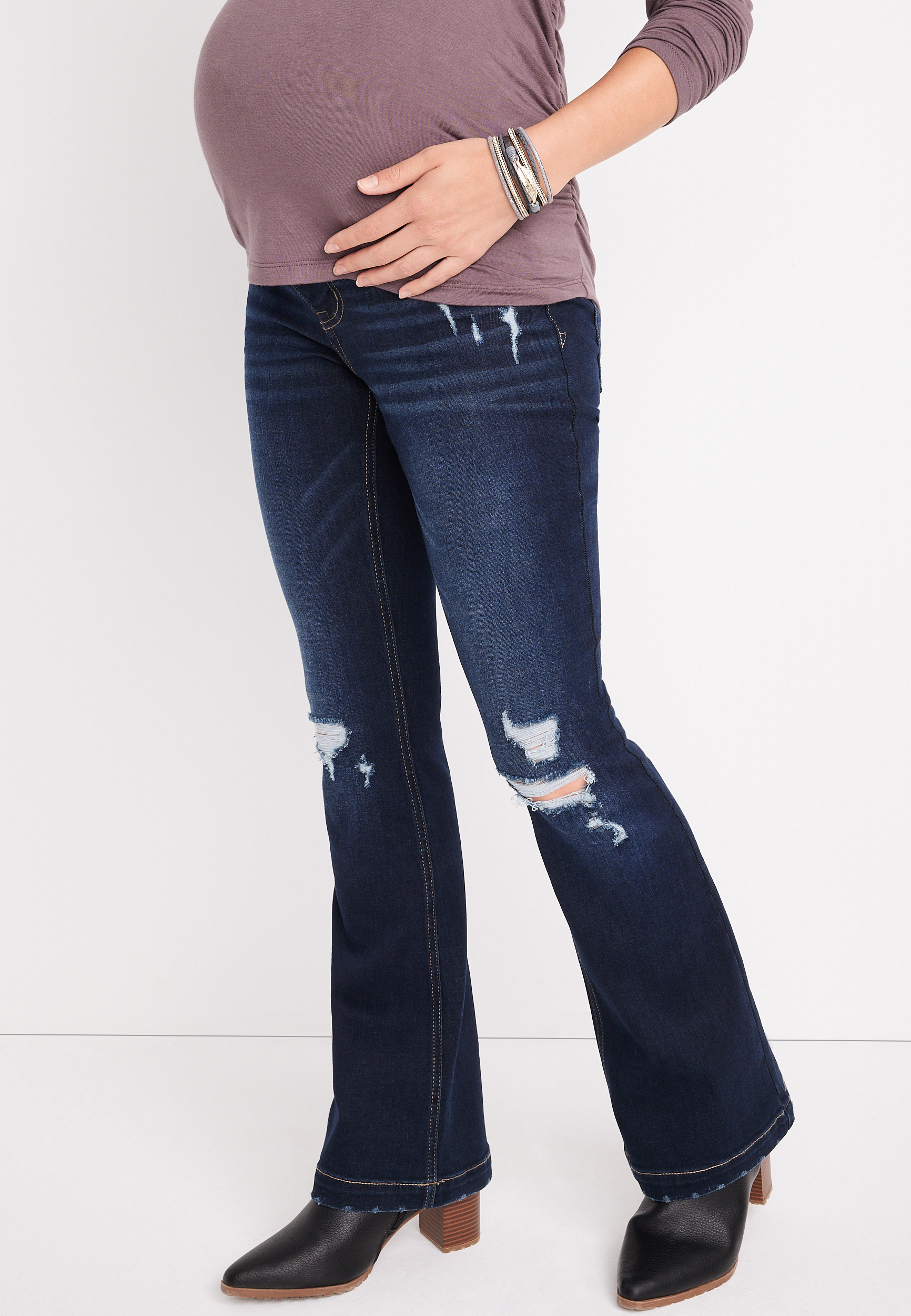 edgely™ Flare Side Panel Maternity Ripped Jean