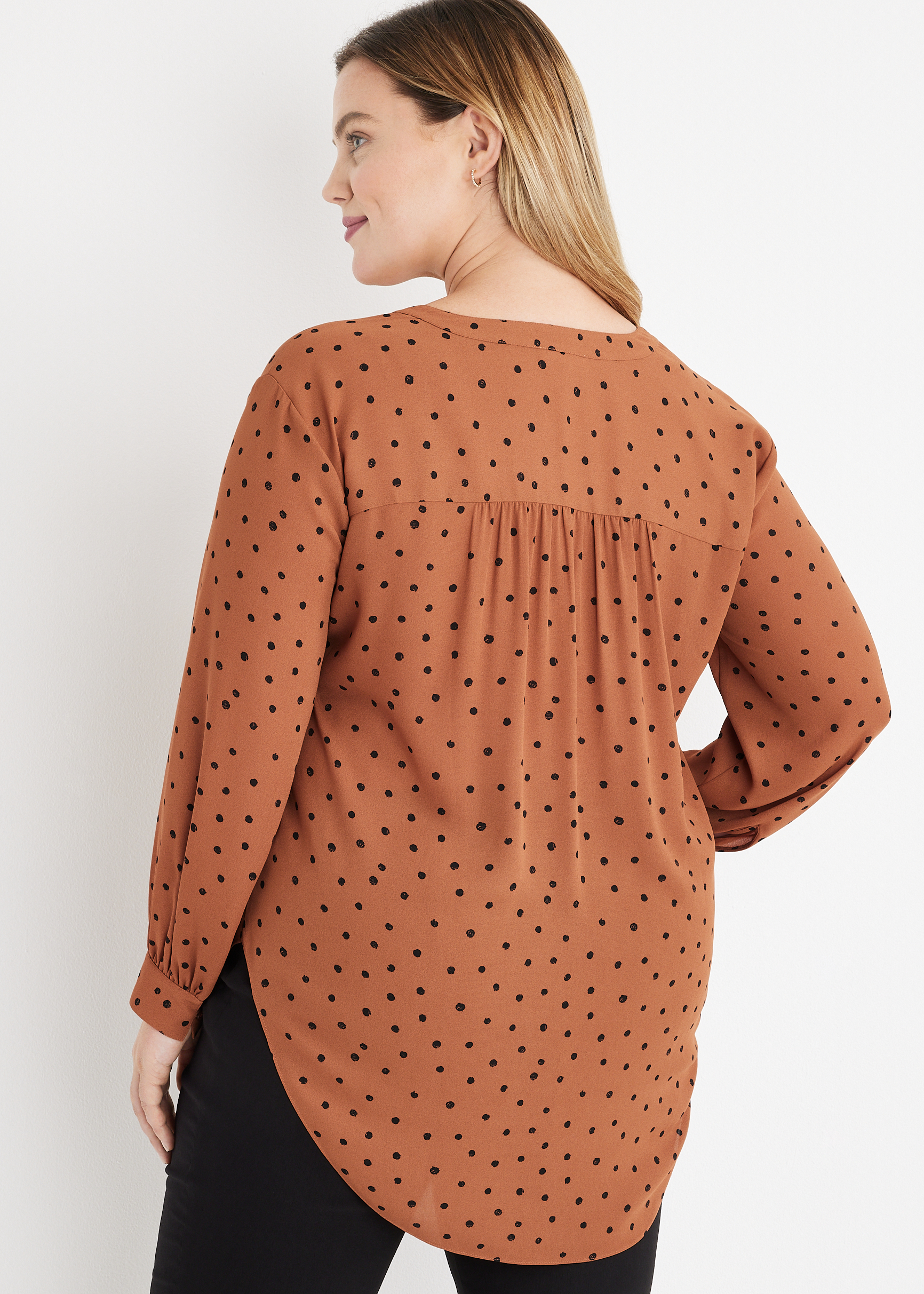 Maurices Women's x Large Size Atwood Pleated Polka Dot Blouse - Shop The Look - Work Wear Essentials - Shirts & Blouses