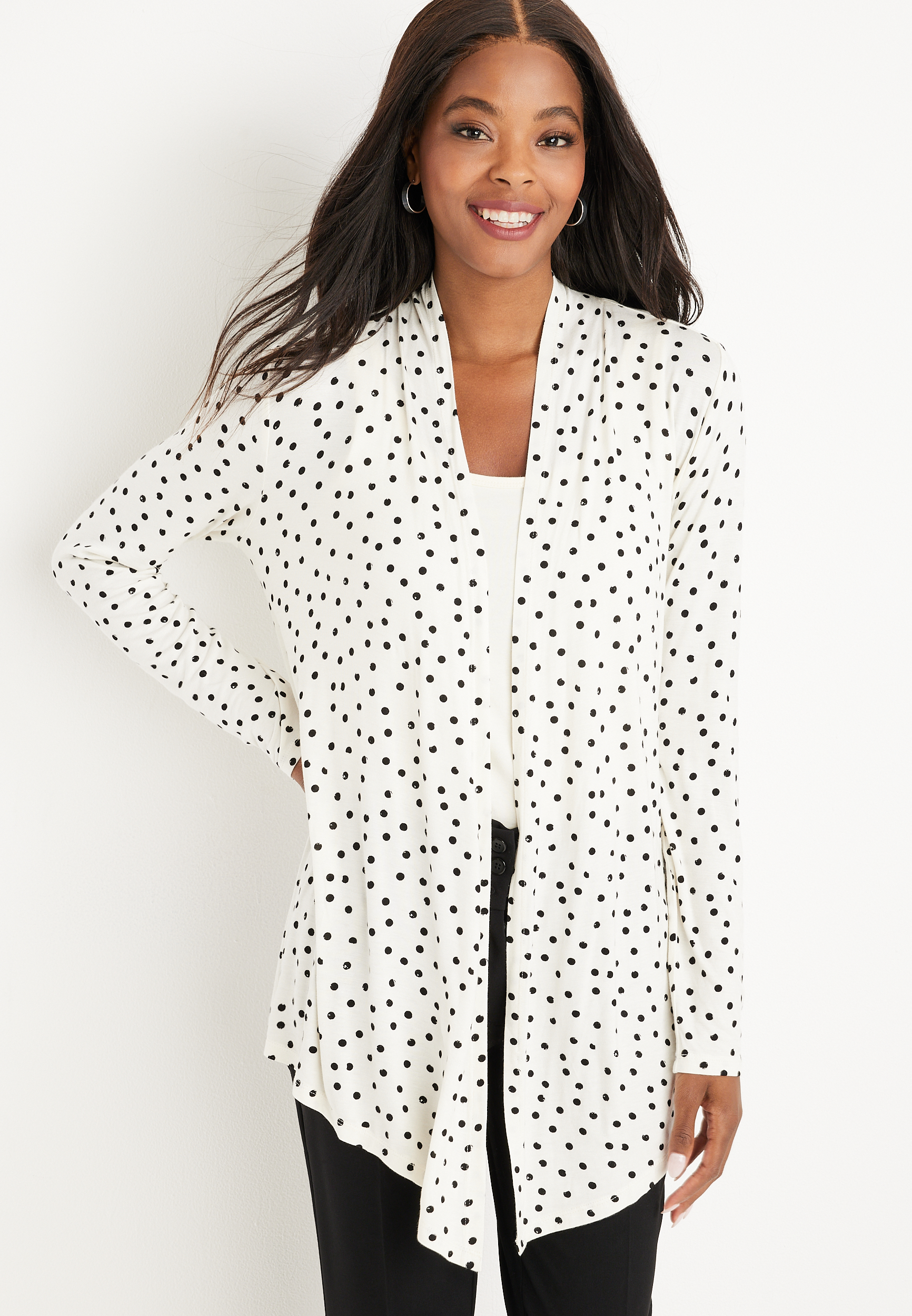 White cardigan with black polka outlet dots